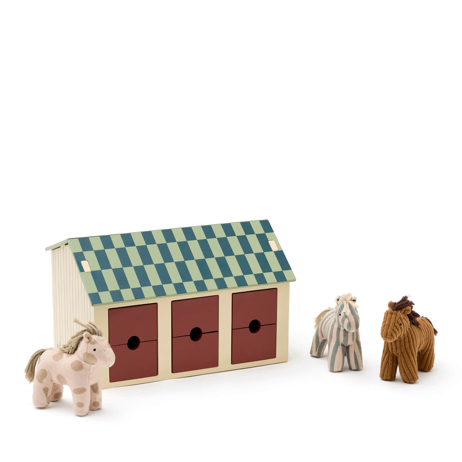 Wooden Stable With Horses