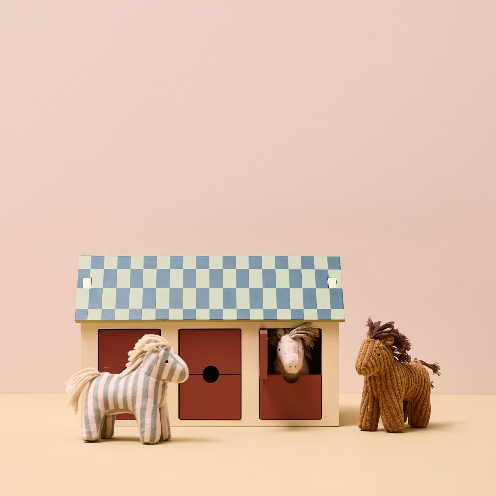 Wooden Stable With Horses