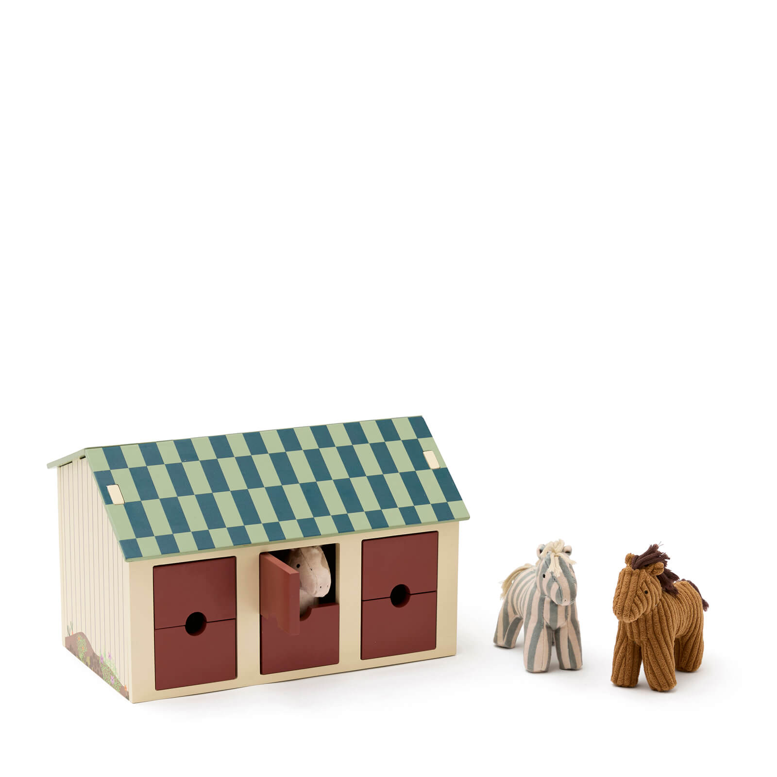 Wooden Stable With Horses