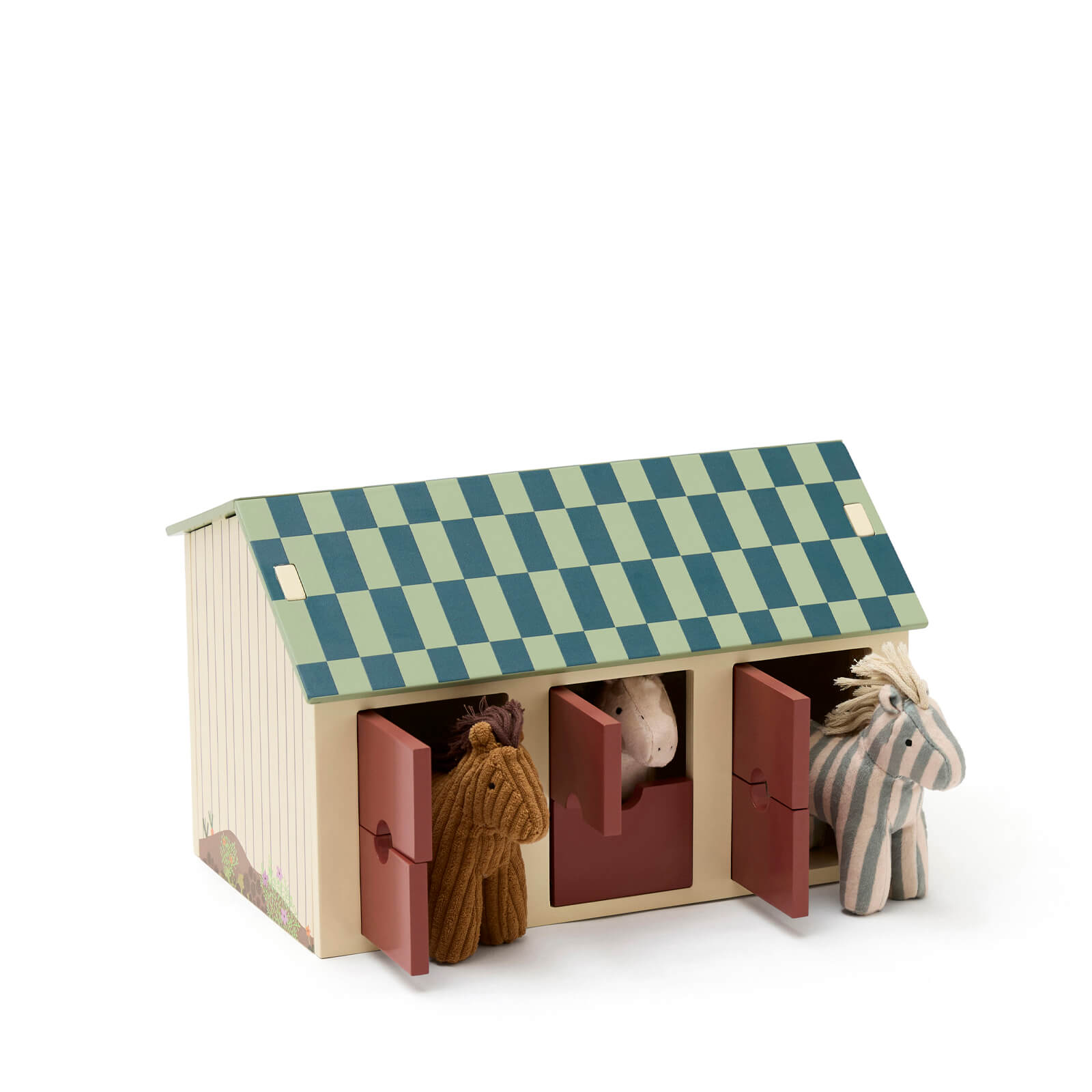 Wooden Stable With Horses