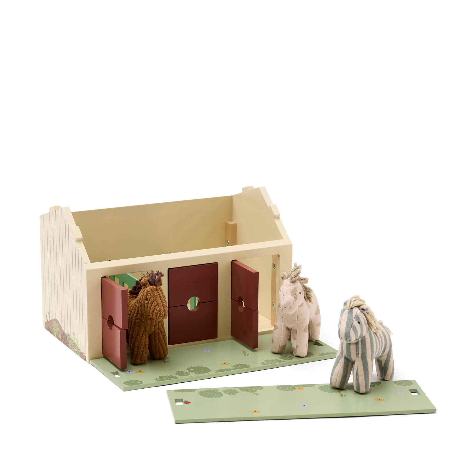 Wooden Stable With Horses