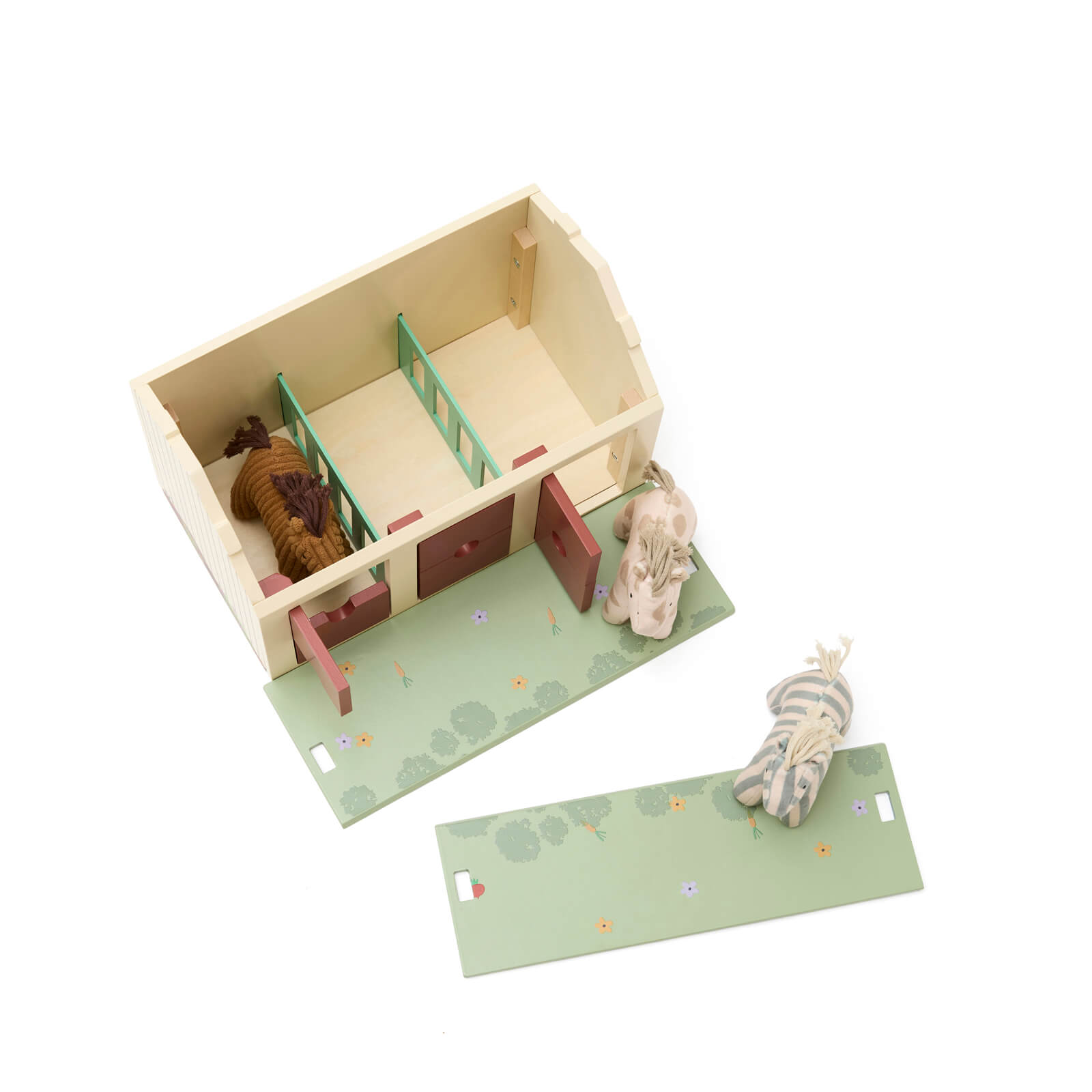 Wooden Stable With Horses
