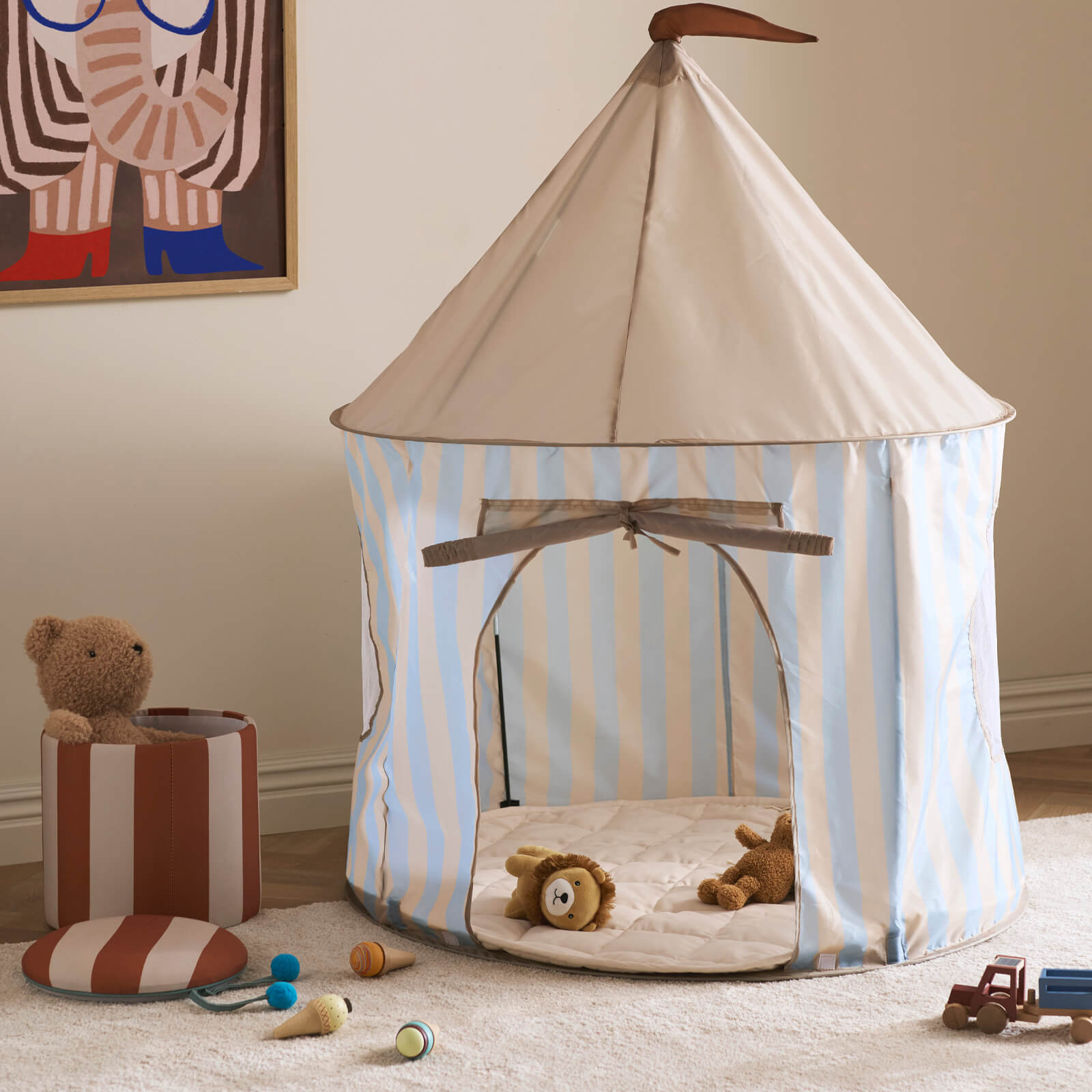 Play Tent Stripe Light Blue