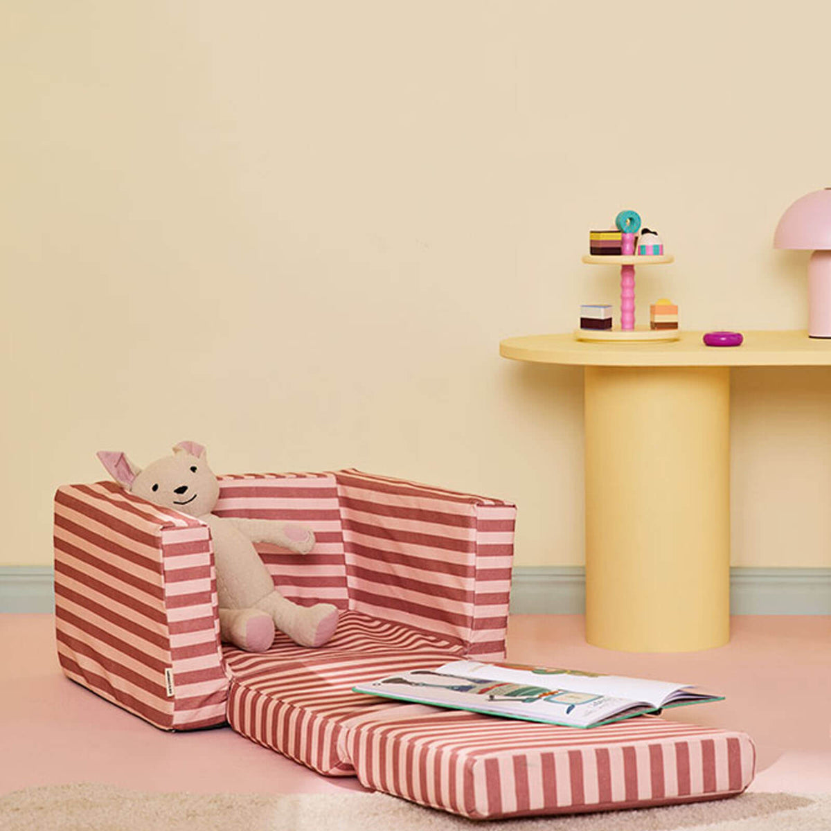 Foldable Armchair - Stripe Clay Pink