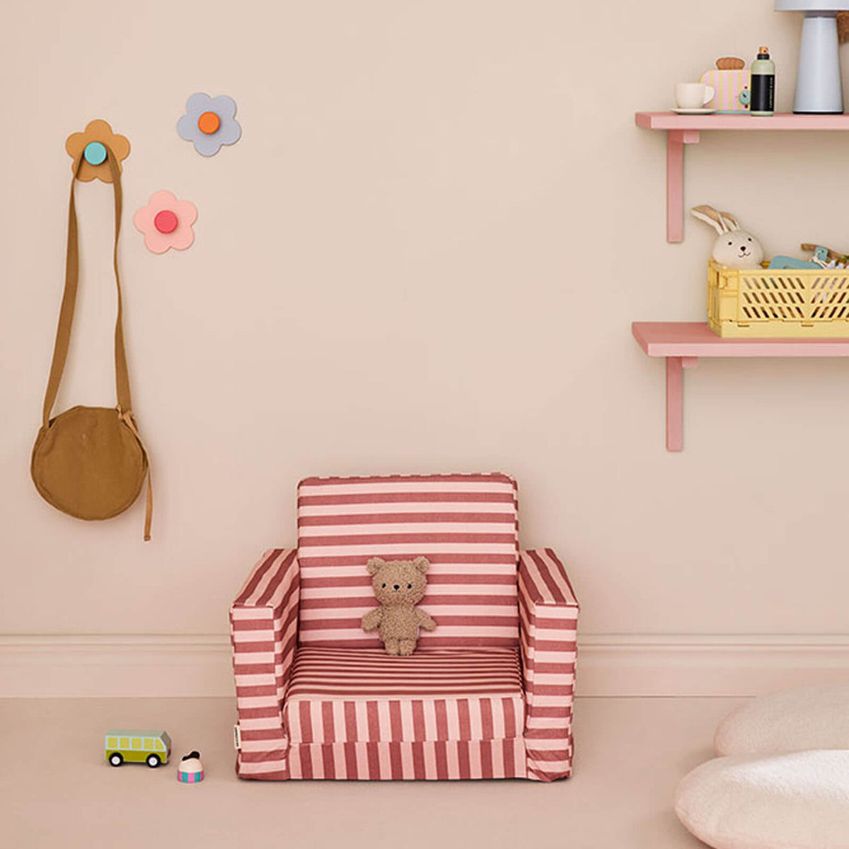 Foldable Armchair - Stripe Clay Pink