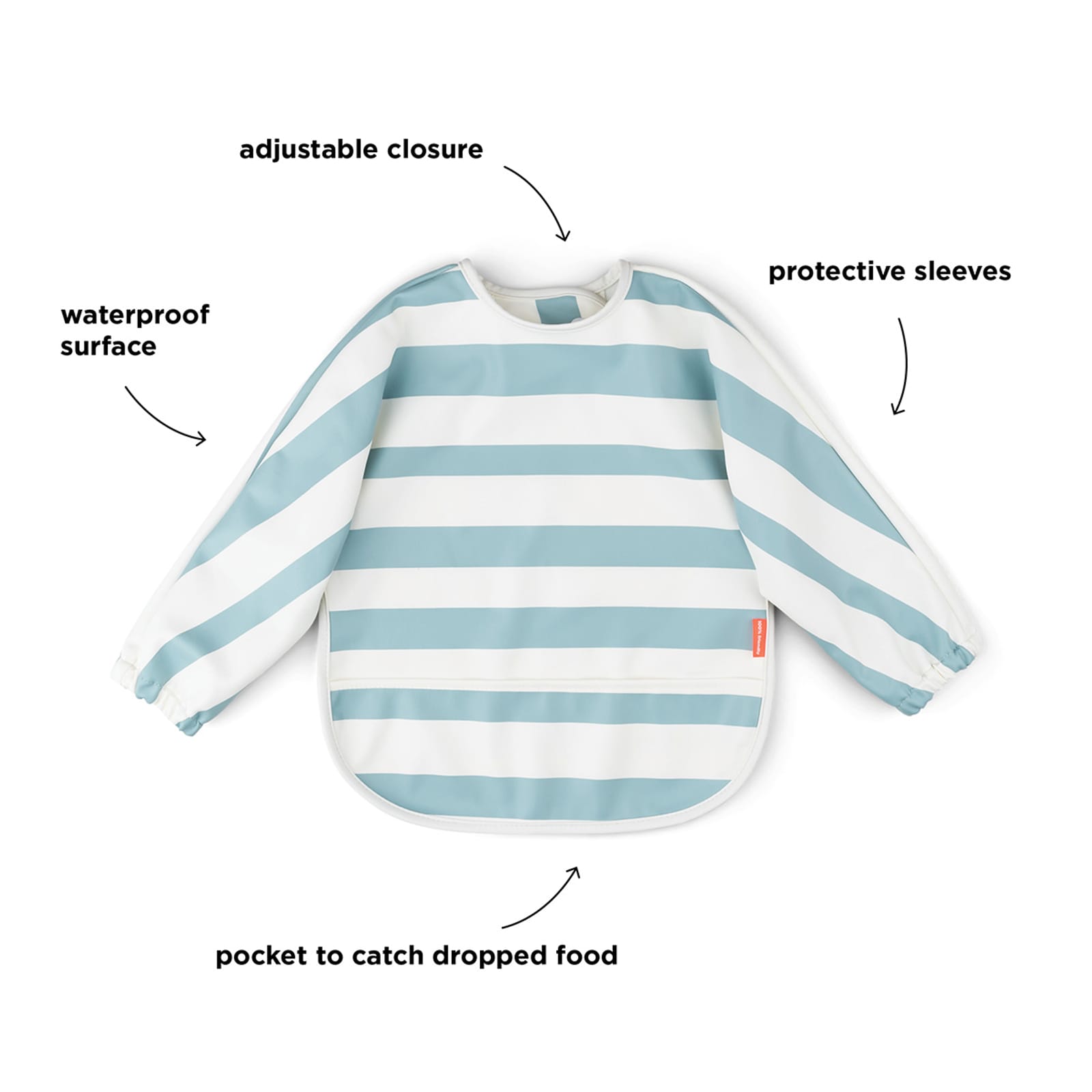 Sleeved Pocket Bib - Stripes Blue