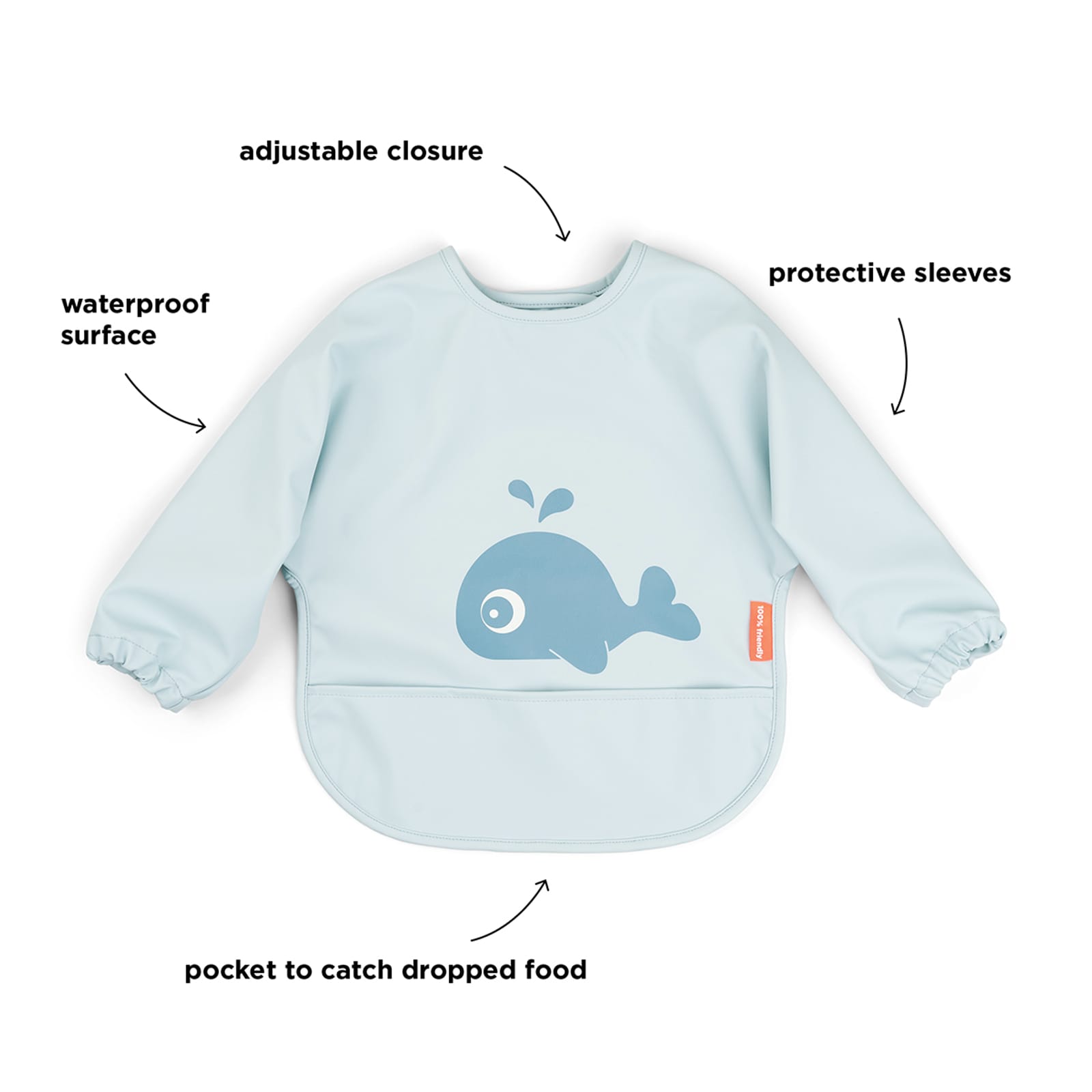 Sleeved Pocket Bib - Wally Blue