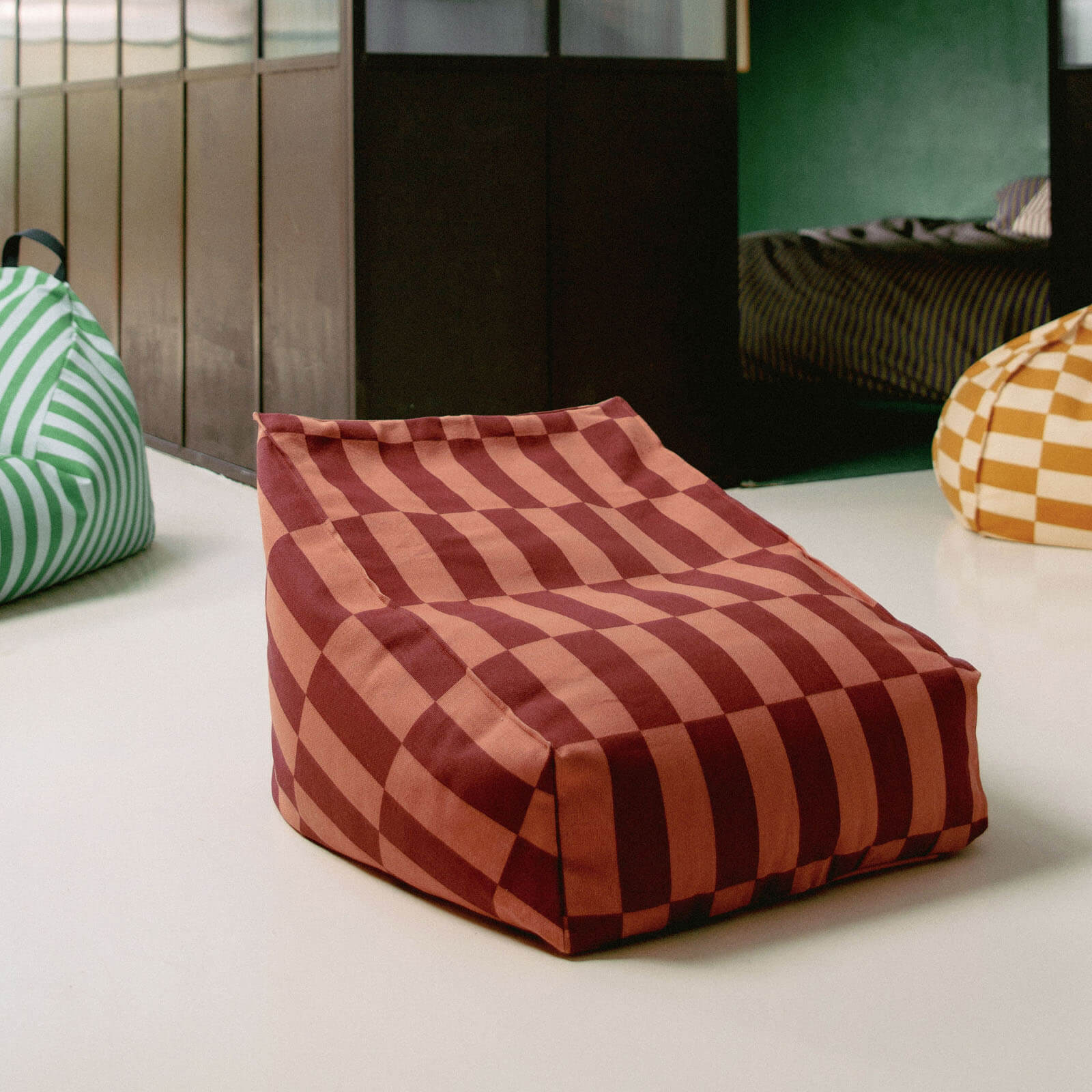 Armchair Beanbag Vibes - Maroon Tiles