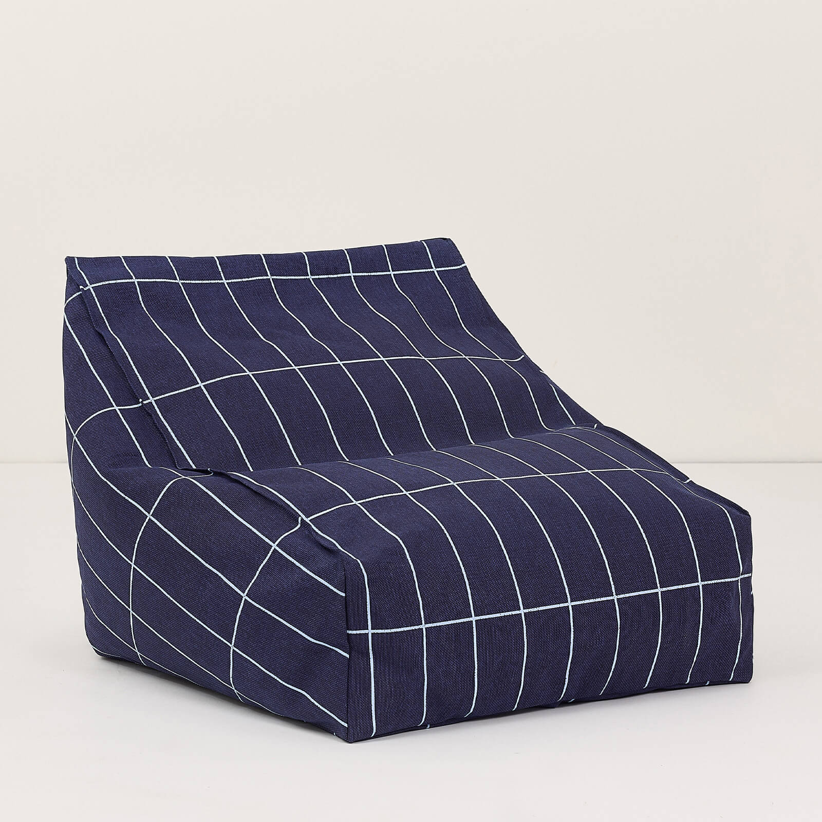Armchair Beanbag Vibes - Navy Blue Grid