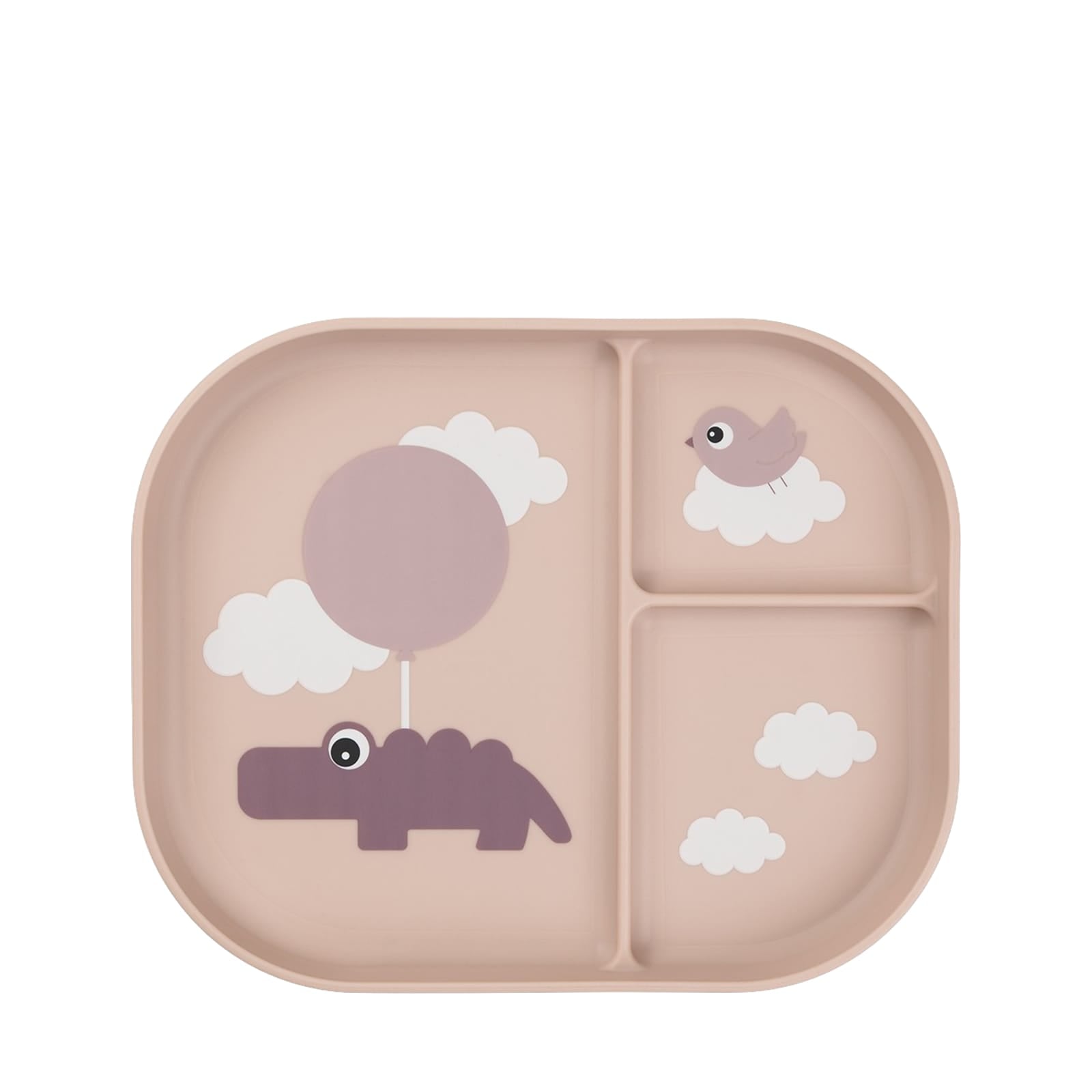 Anti Slip Compartment Plate - Happy Clouds Powder