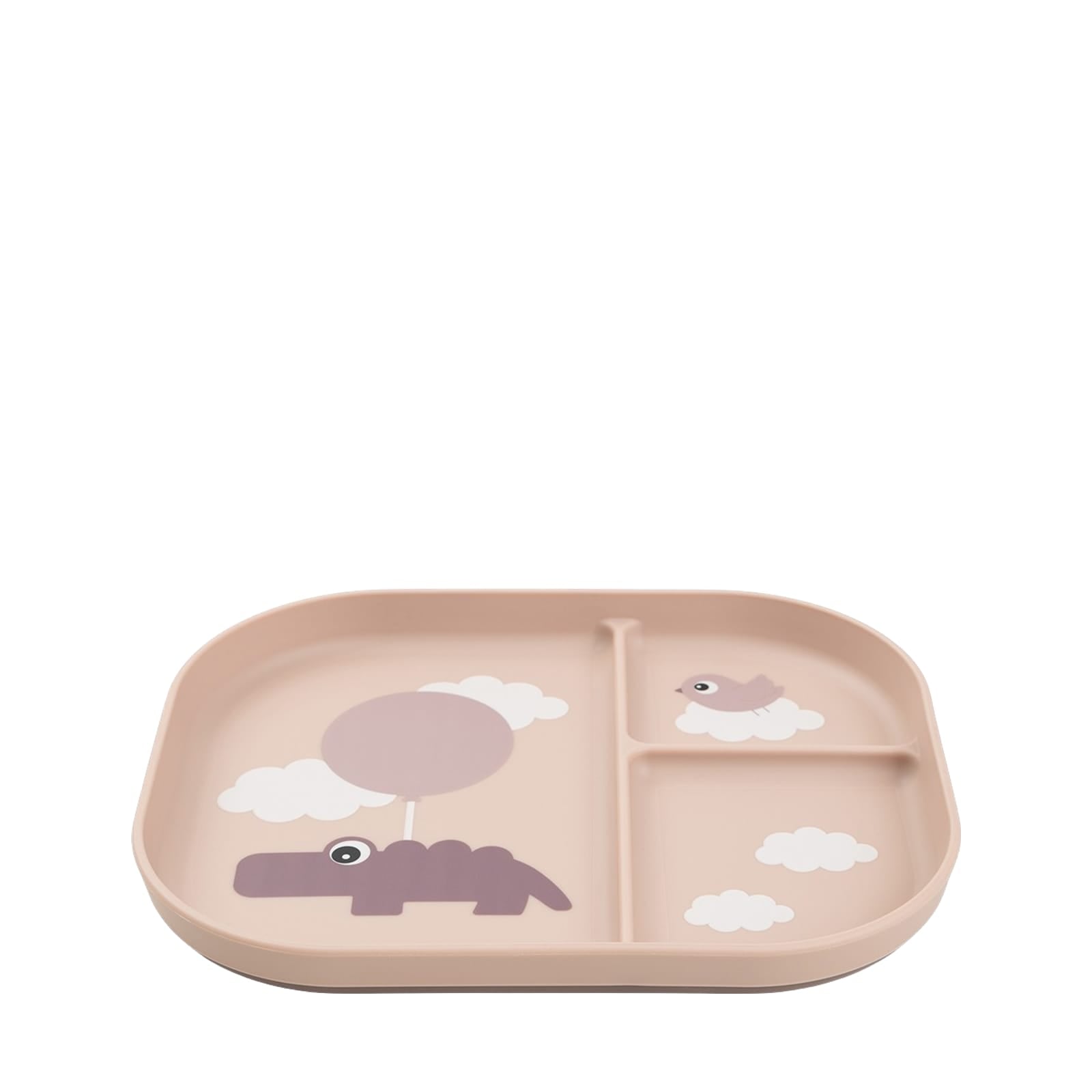 Anti Slip Compartment Plate - Happy Clouds Powder