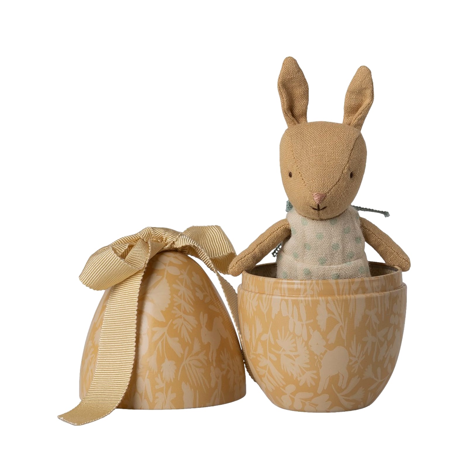 Easter Egg With Micro Rabbit - Small - Cream Yellow