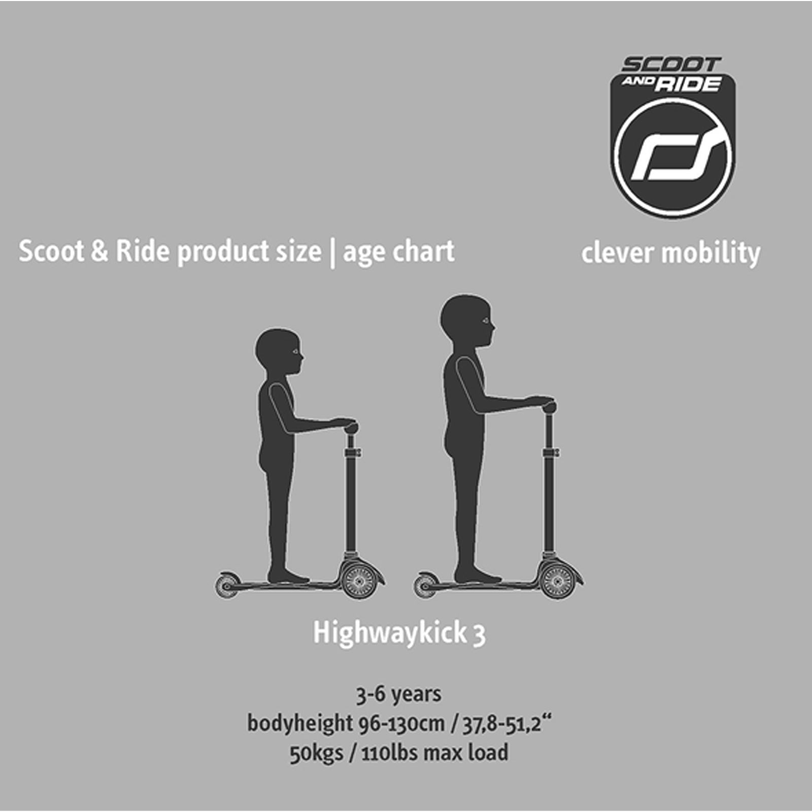 Highwaykick 3 LED Scooter - Ash