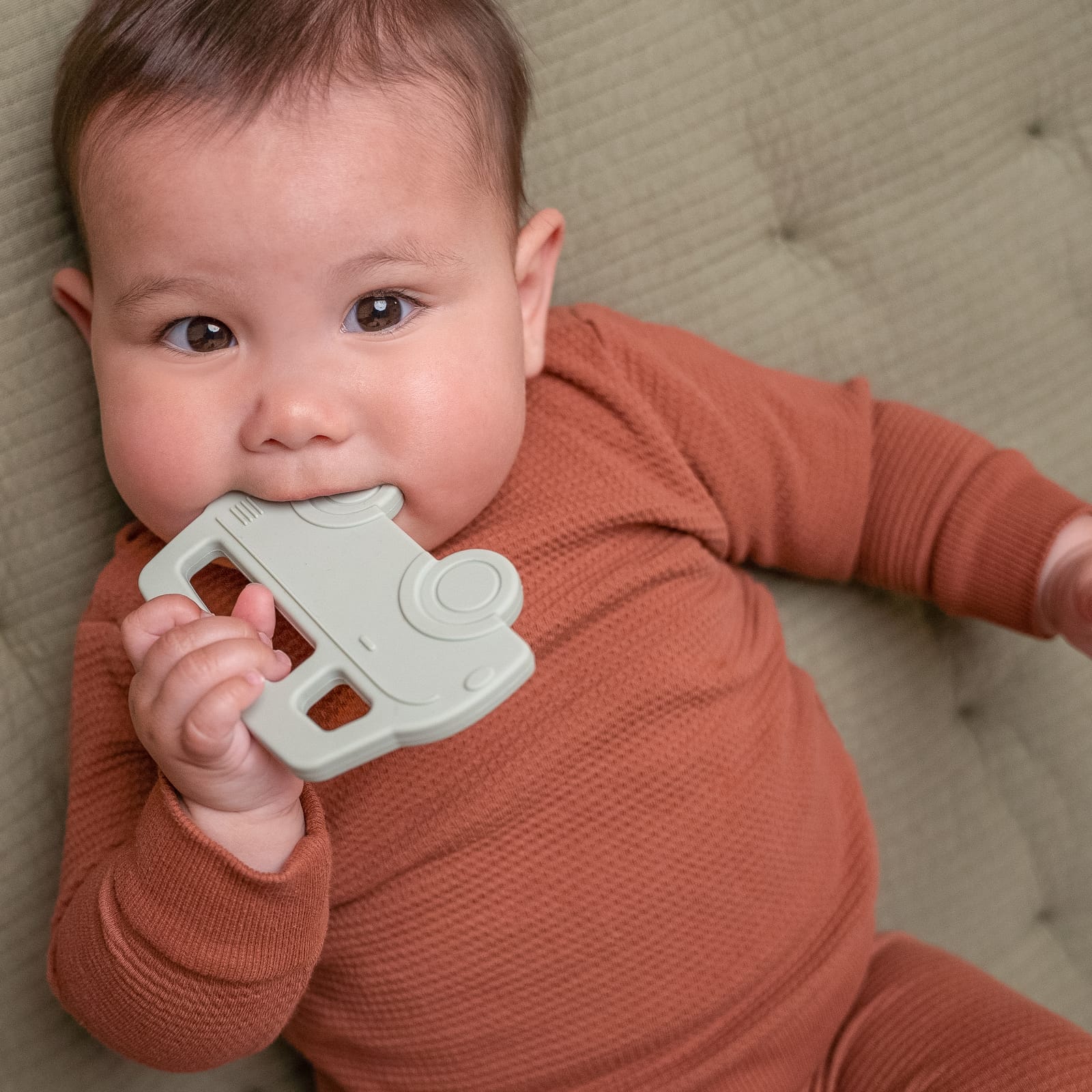 Silicone Teething Ring - Green Bus