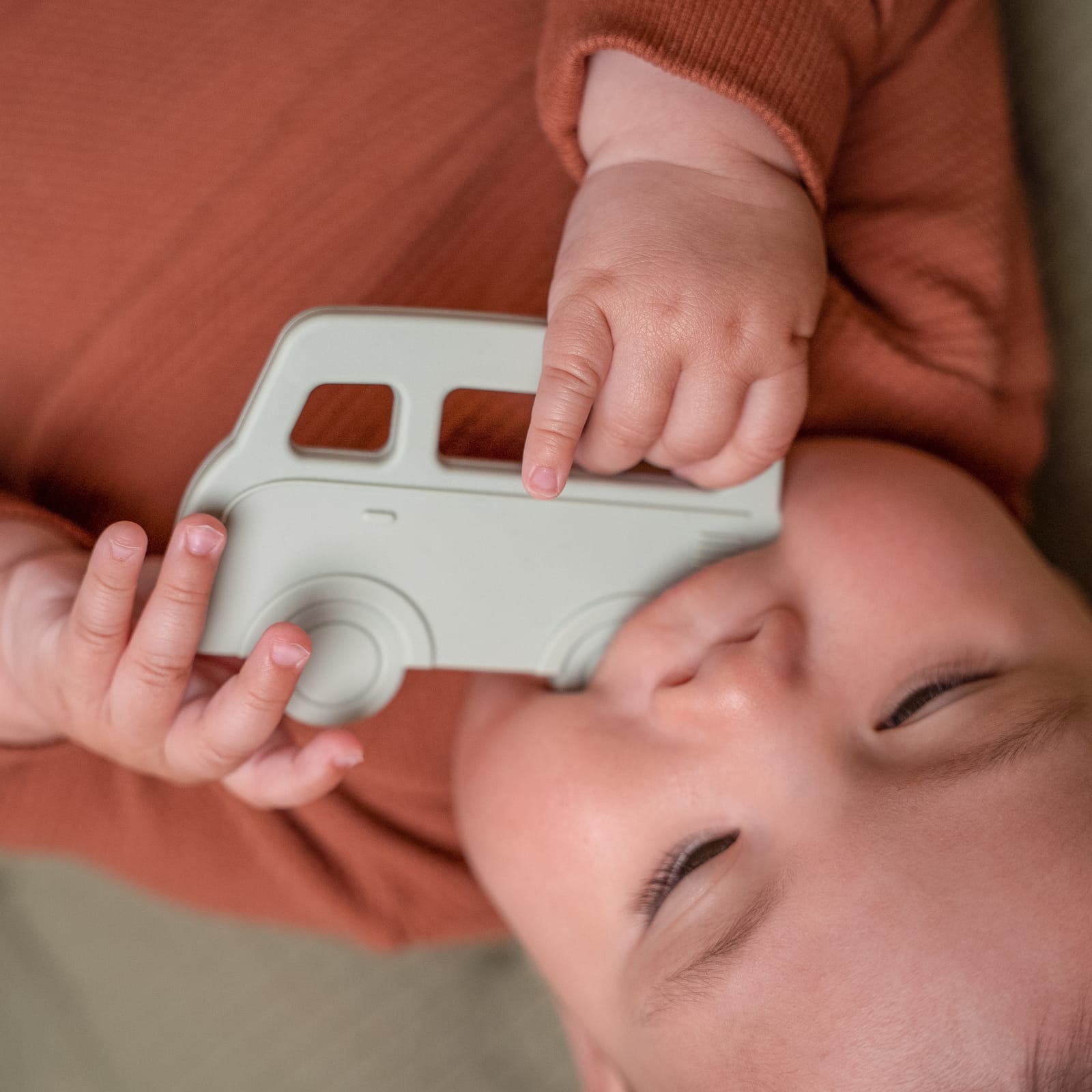 Silicone Teething Ring - Green Bus