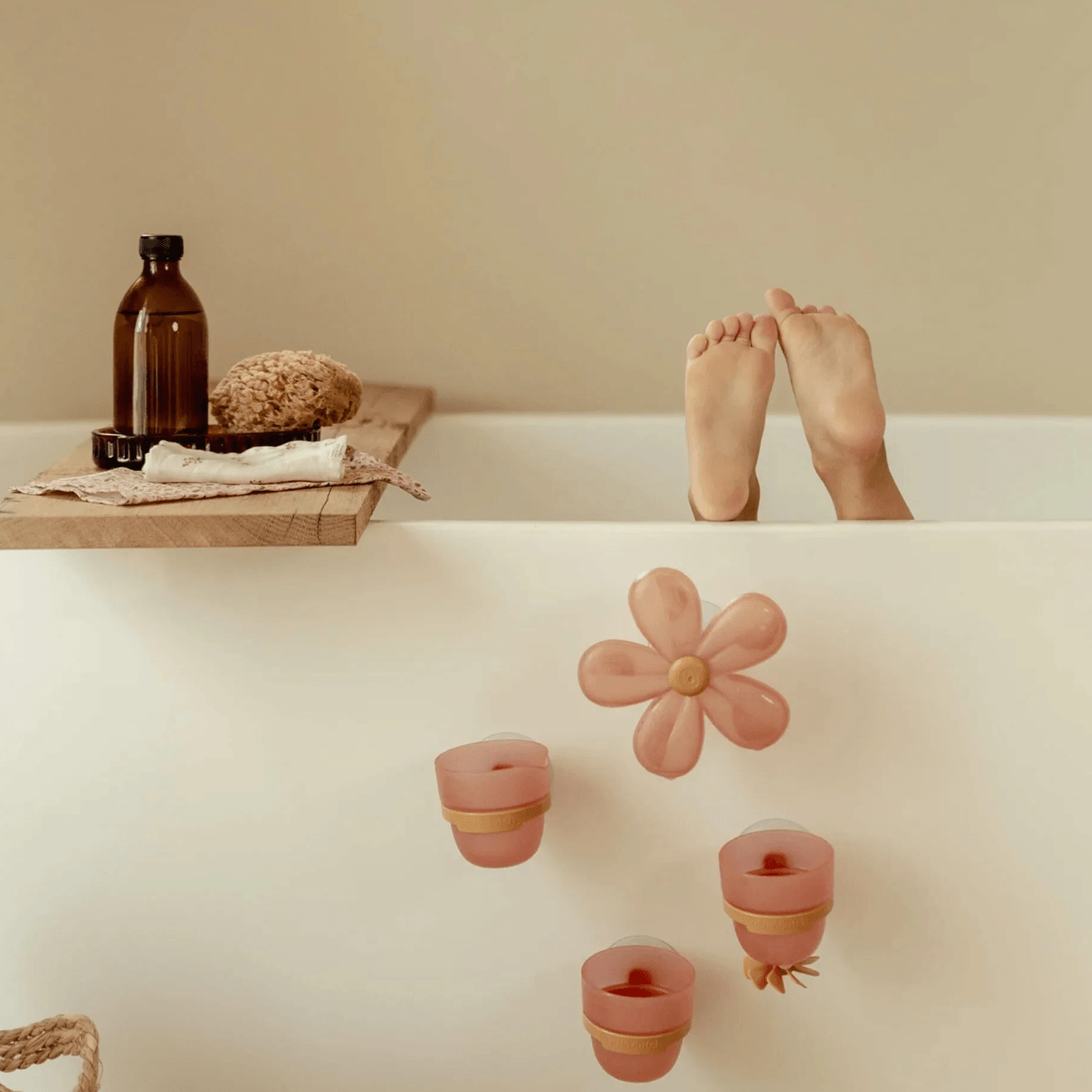 Bath Wall Water Cups - Pink Flower