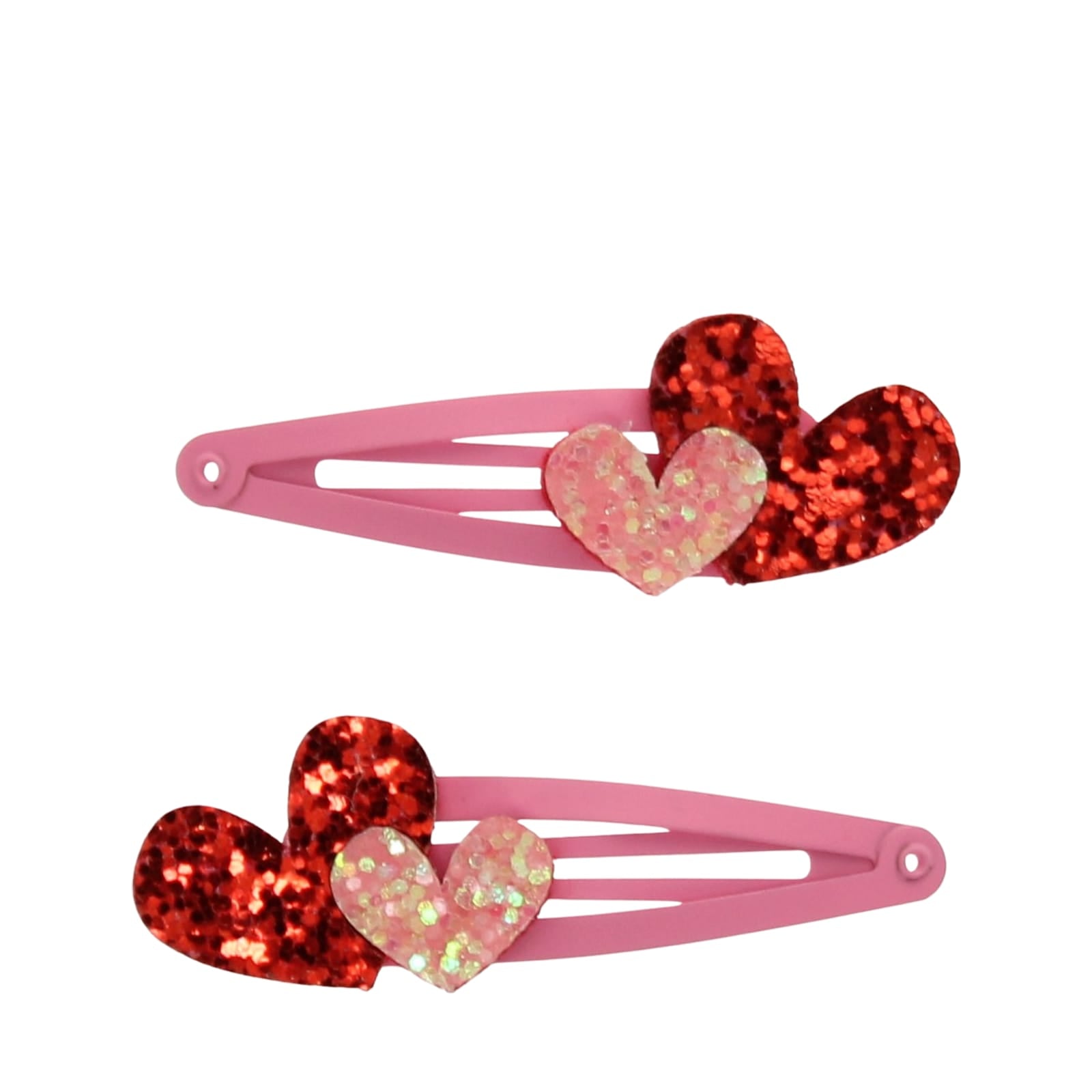 Glitter Hair Clips - Love Hearts