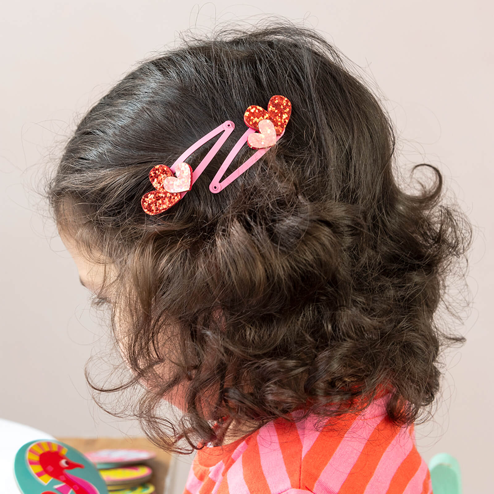 Glitter Hair Clips - Love Hearts