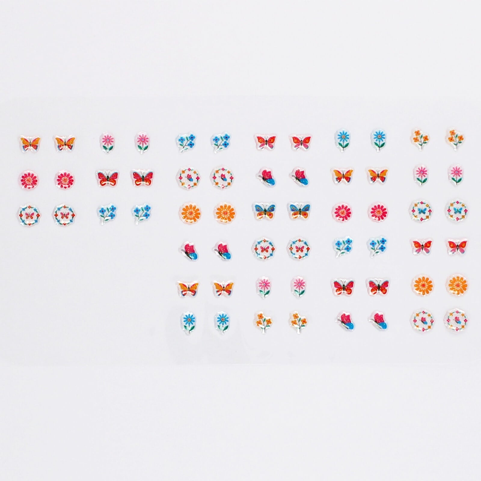Stick On Earrings 30 Pairs - Floral Flutter