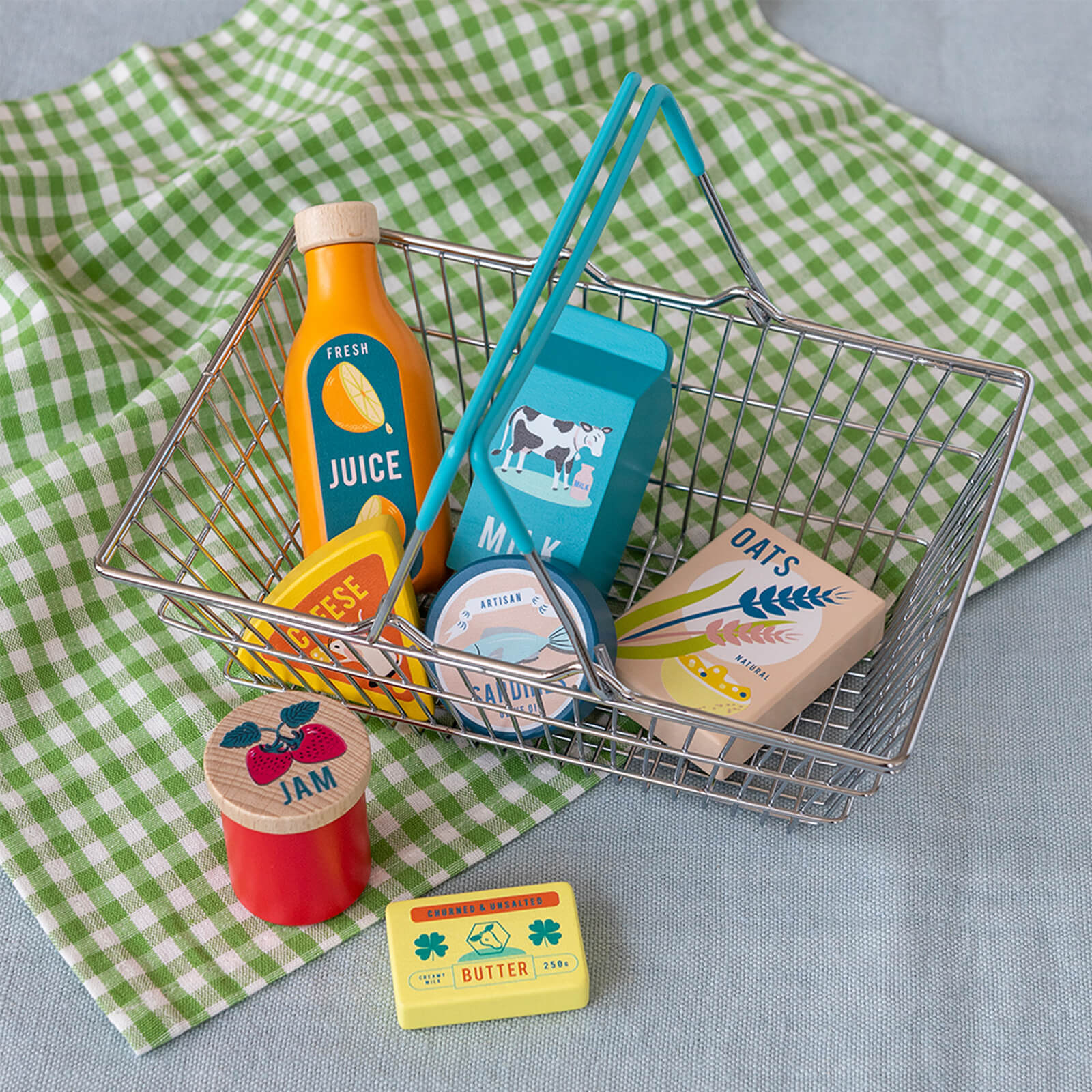 Wooden Shopping Playset With Basket