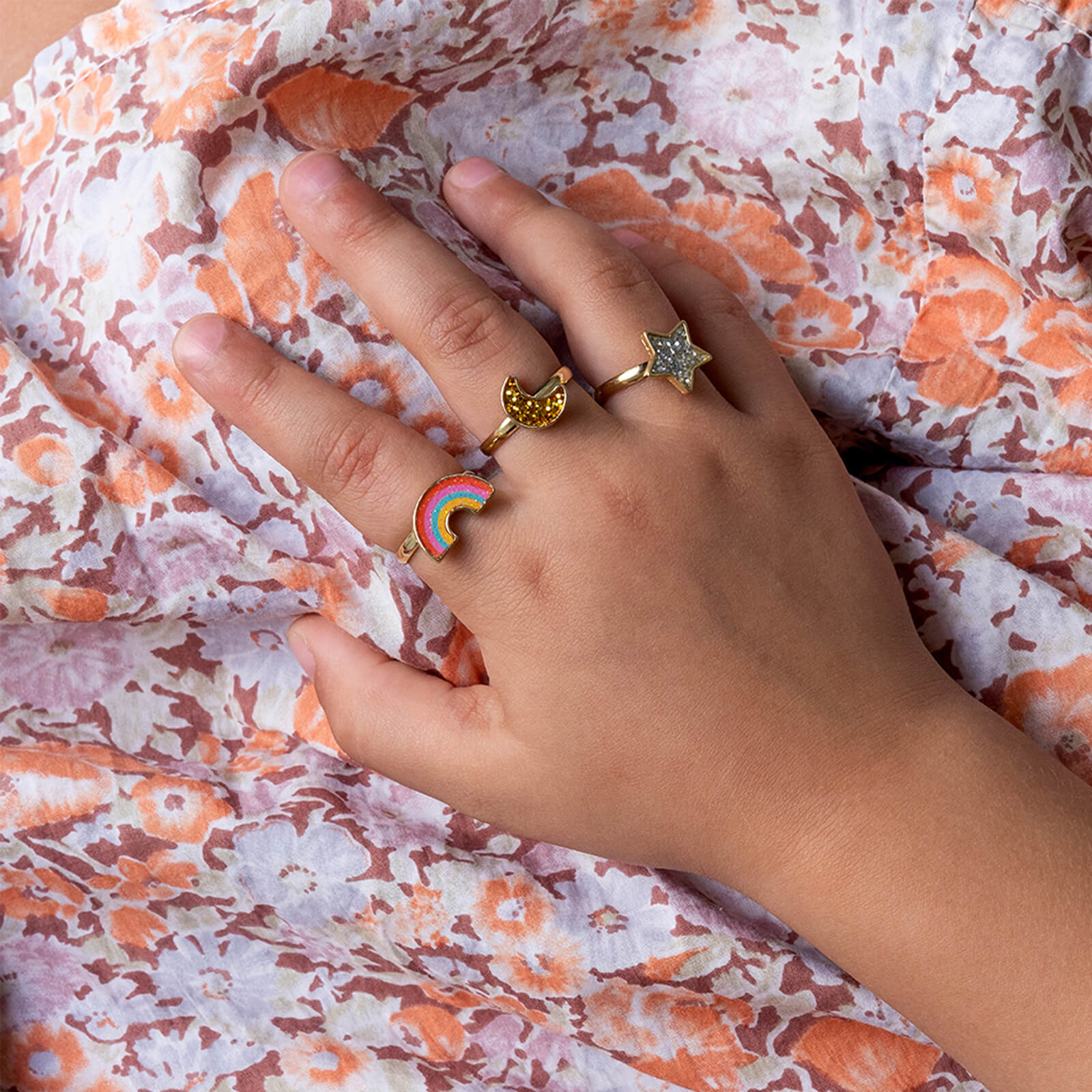 Glitter Rings - Star Rainbow and Moon
