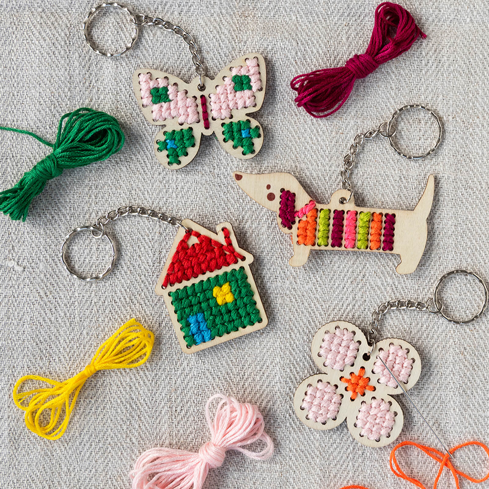 Stitch Your Own Wooden Keyring - Butterfly