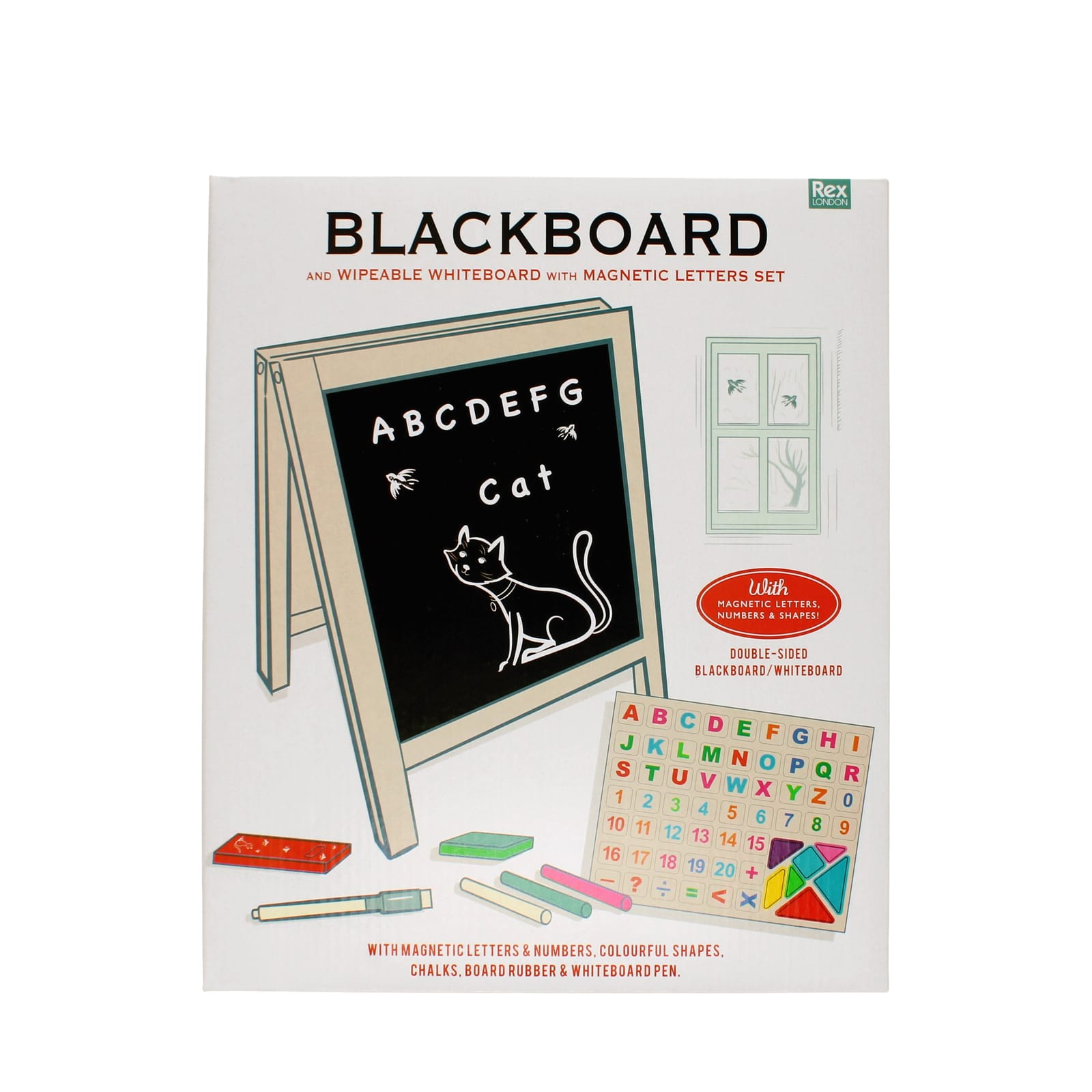 Tabletop Blackboard and Whiteboard Easel Set