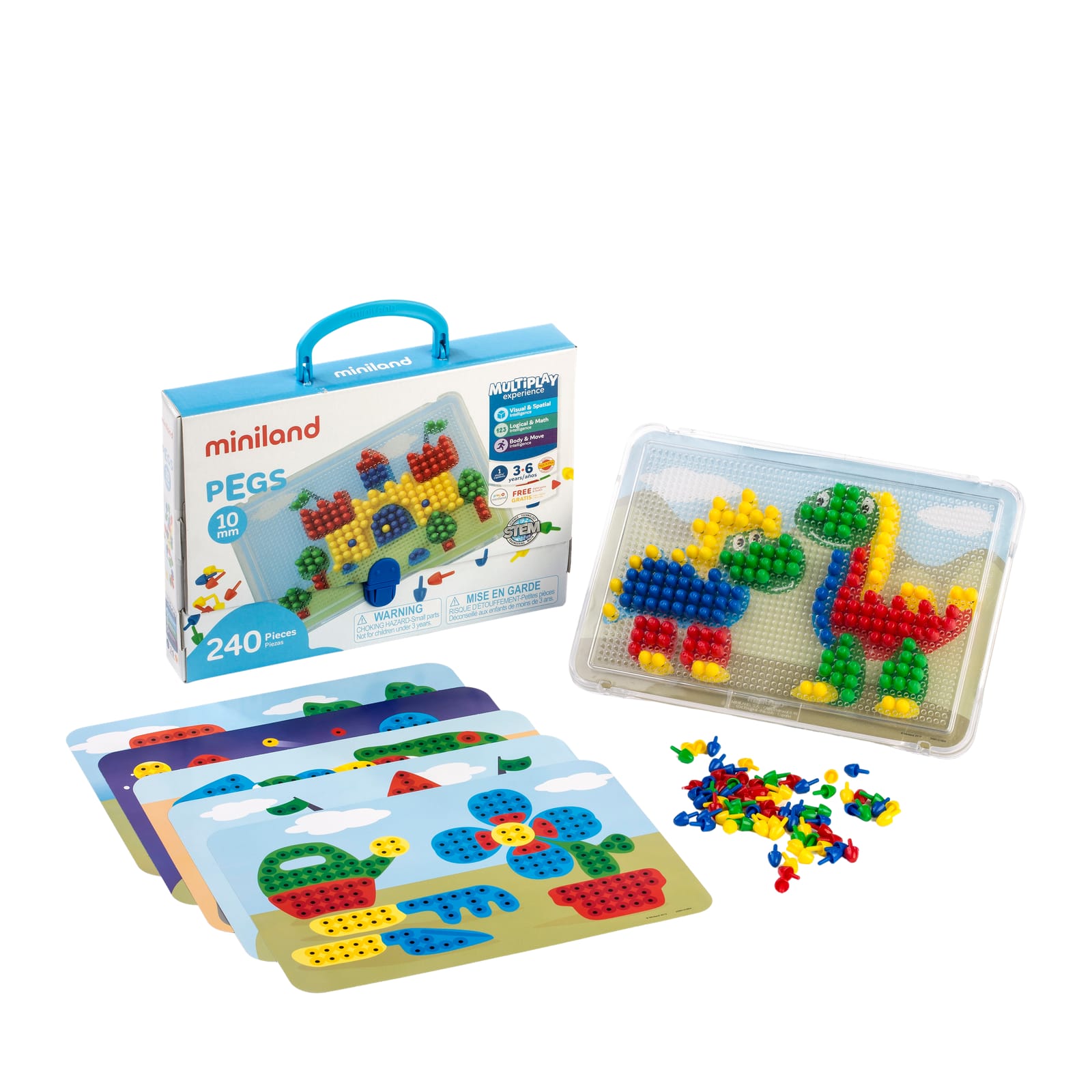 Pegs Mosaic Game Board 10mm - 240 Pieces