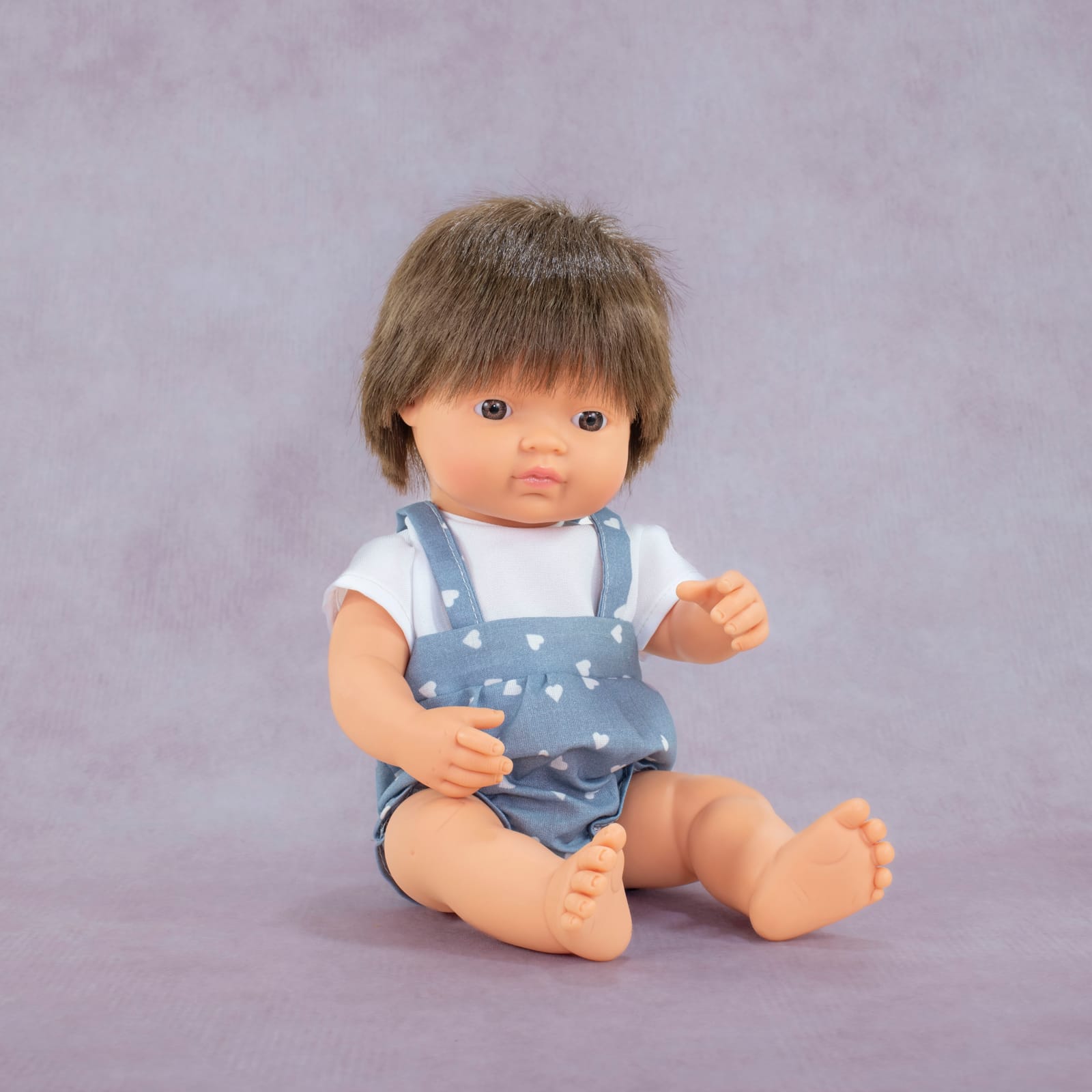 Brown Hair Boy Dressed Baby Doll - 38cm