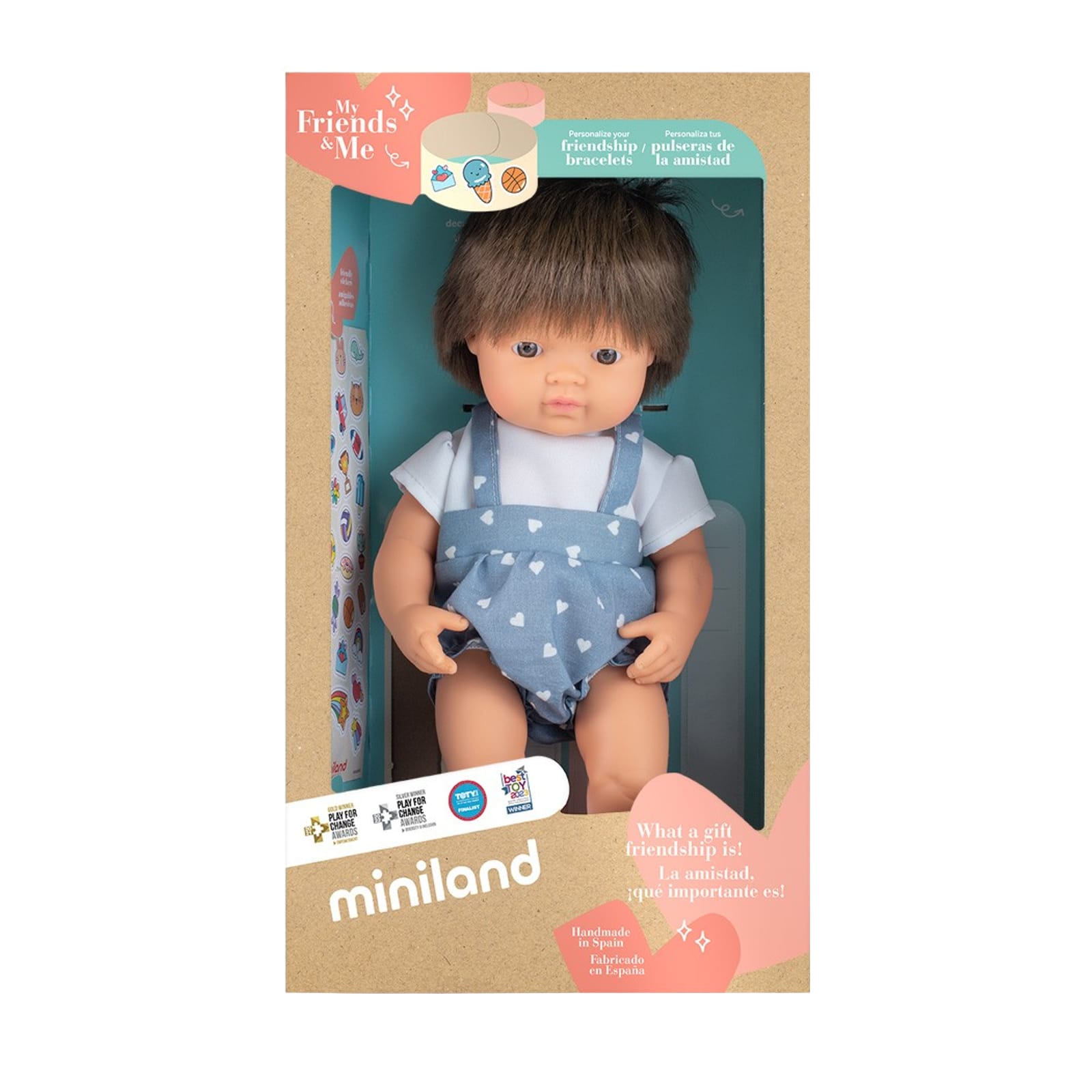 Brown Hair Boy Dressed Baby Doll - 38cm