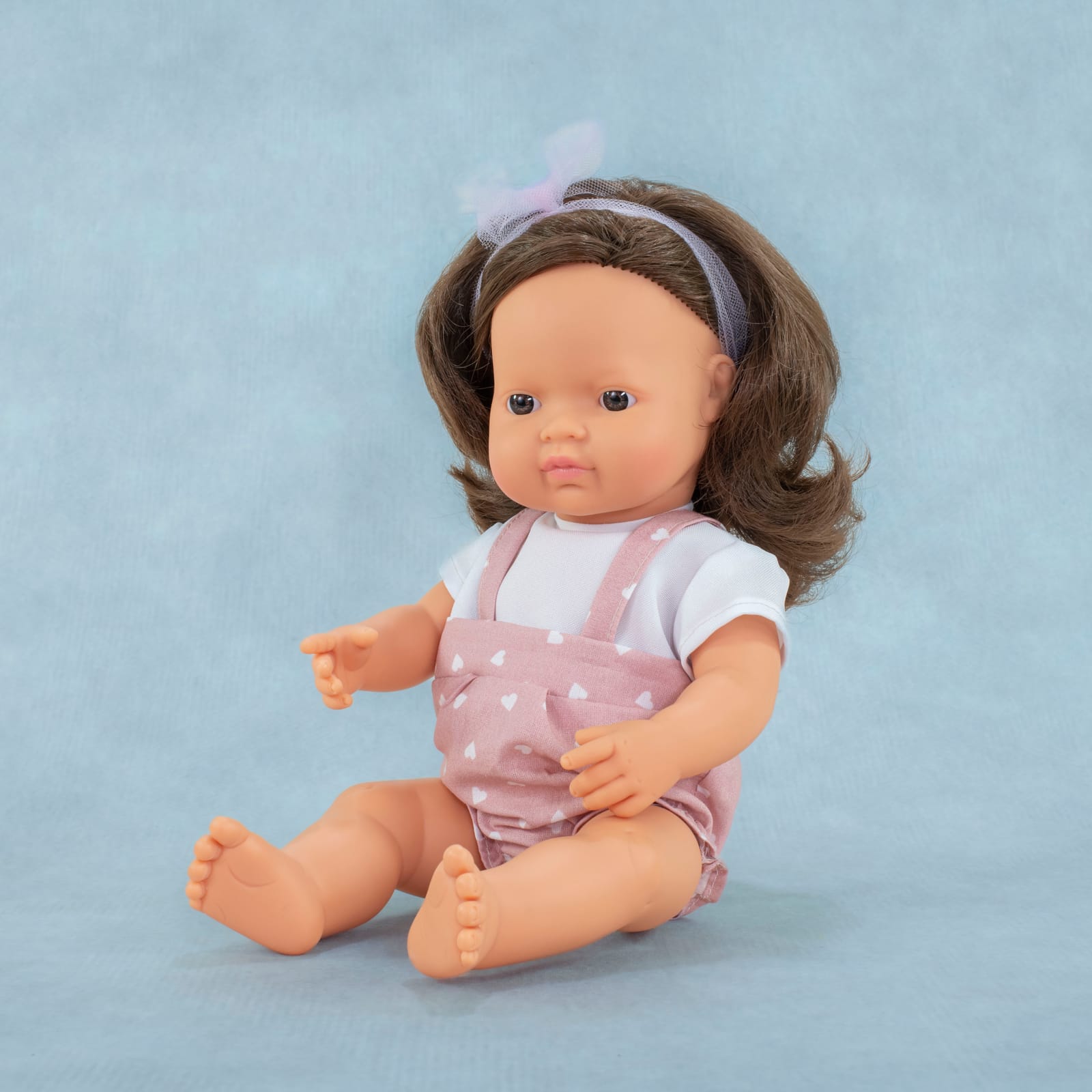 Brown Hair Girl Dressed Baby Doll - 38cm