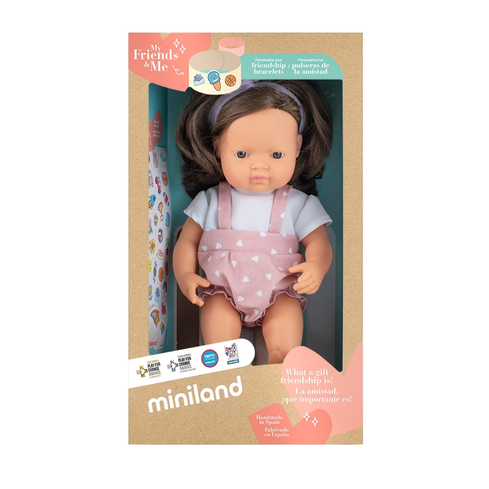 Brown Hair Girl Dressed Baby Doll - 38cm