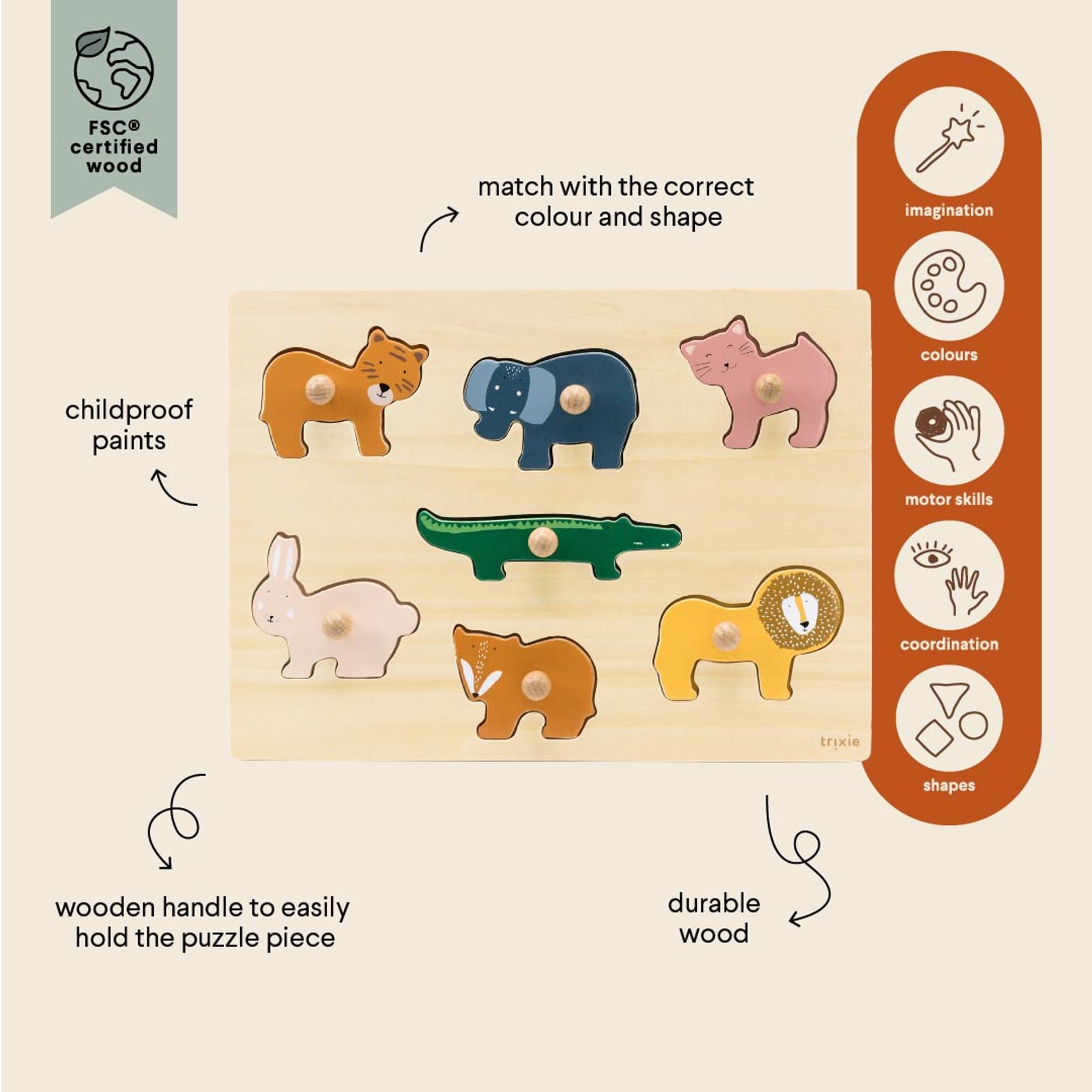 Wooden Animal Puzzle - 7 Pieces