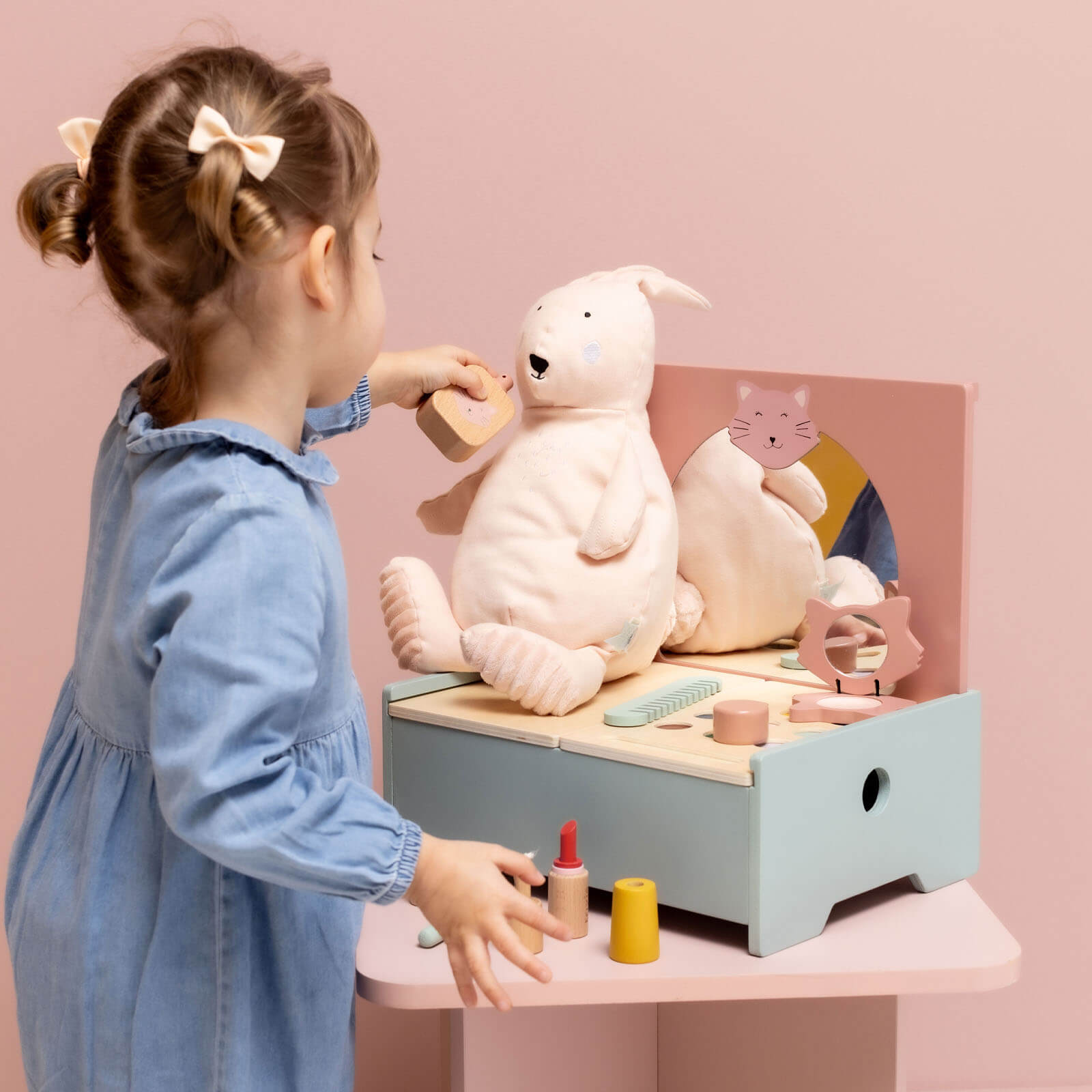 Wooden Make-Up Table and Accessories