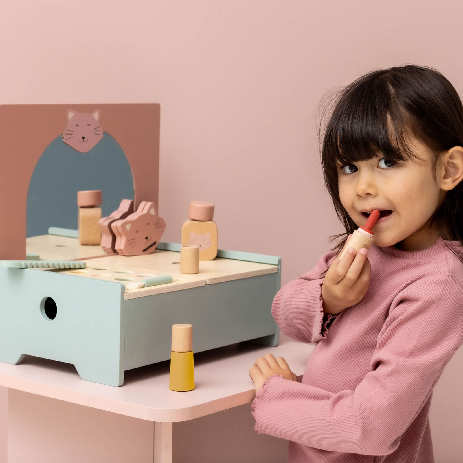 Wooden Make-Up Table and Accessories