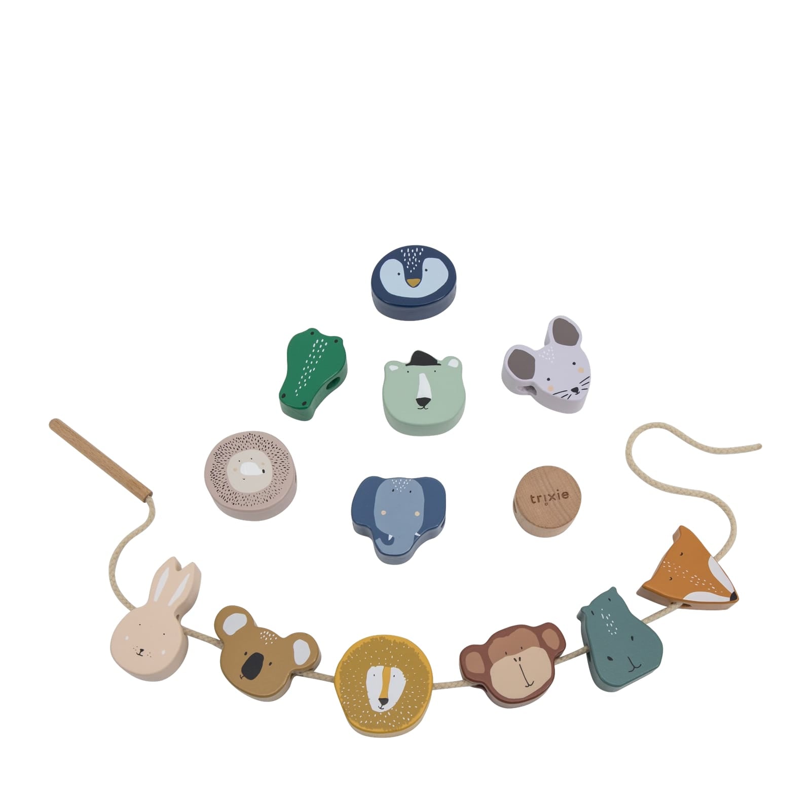 Wooden Animal Lacing Beads