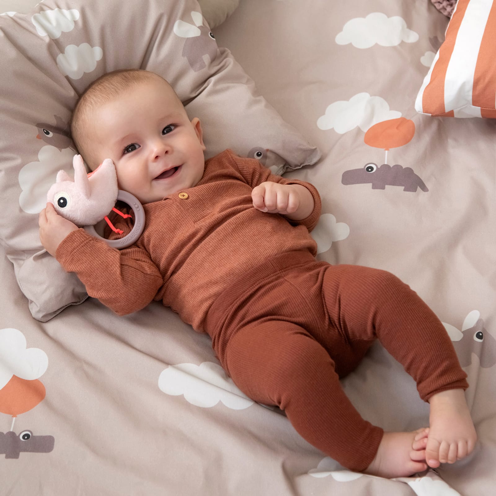 Sensory Rattle with Teether - Birdee Powder