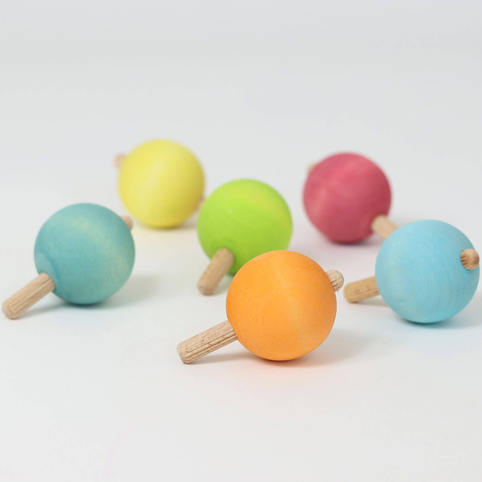 6 Spinning Tops - Pastel