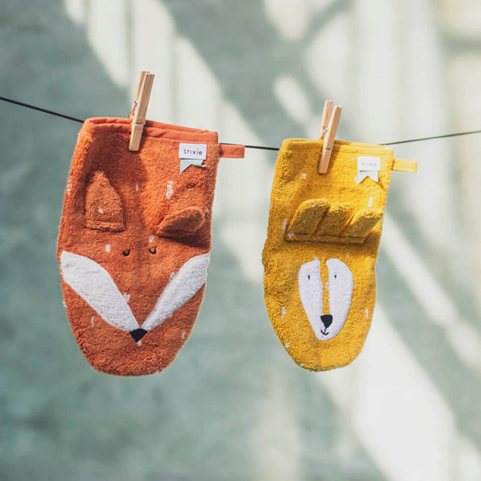 Washcloth Mitts 2-Pack - Mr Lion - Mr Fox