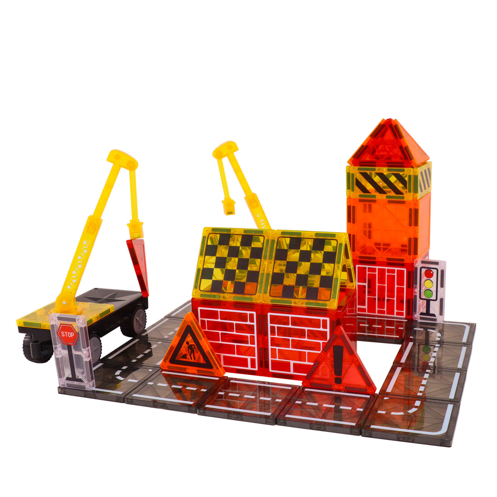 Magnetic Tiles - Road Construction 62 Pieces