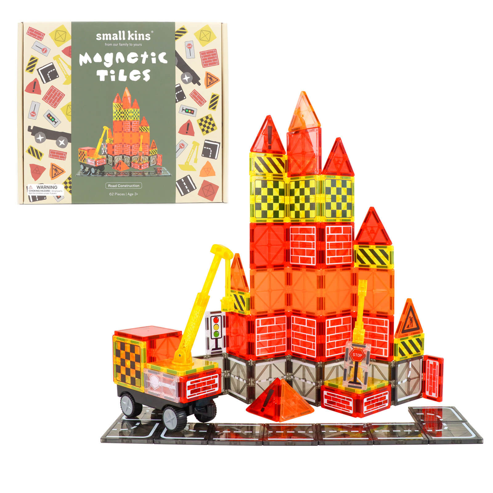 Magnetic Tiles - Road Construction 62 Pieces