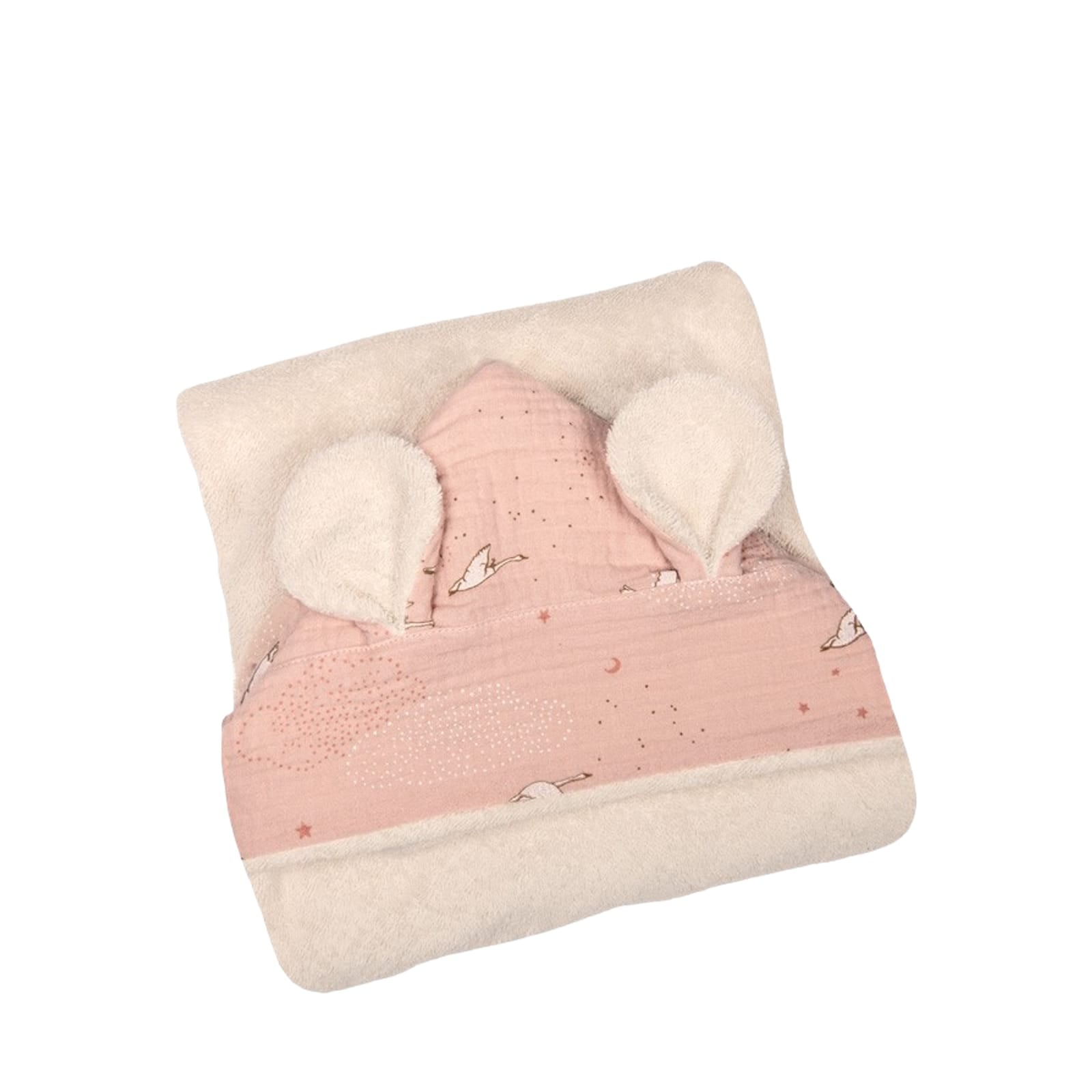 Hooded Towel - Pink Stork