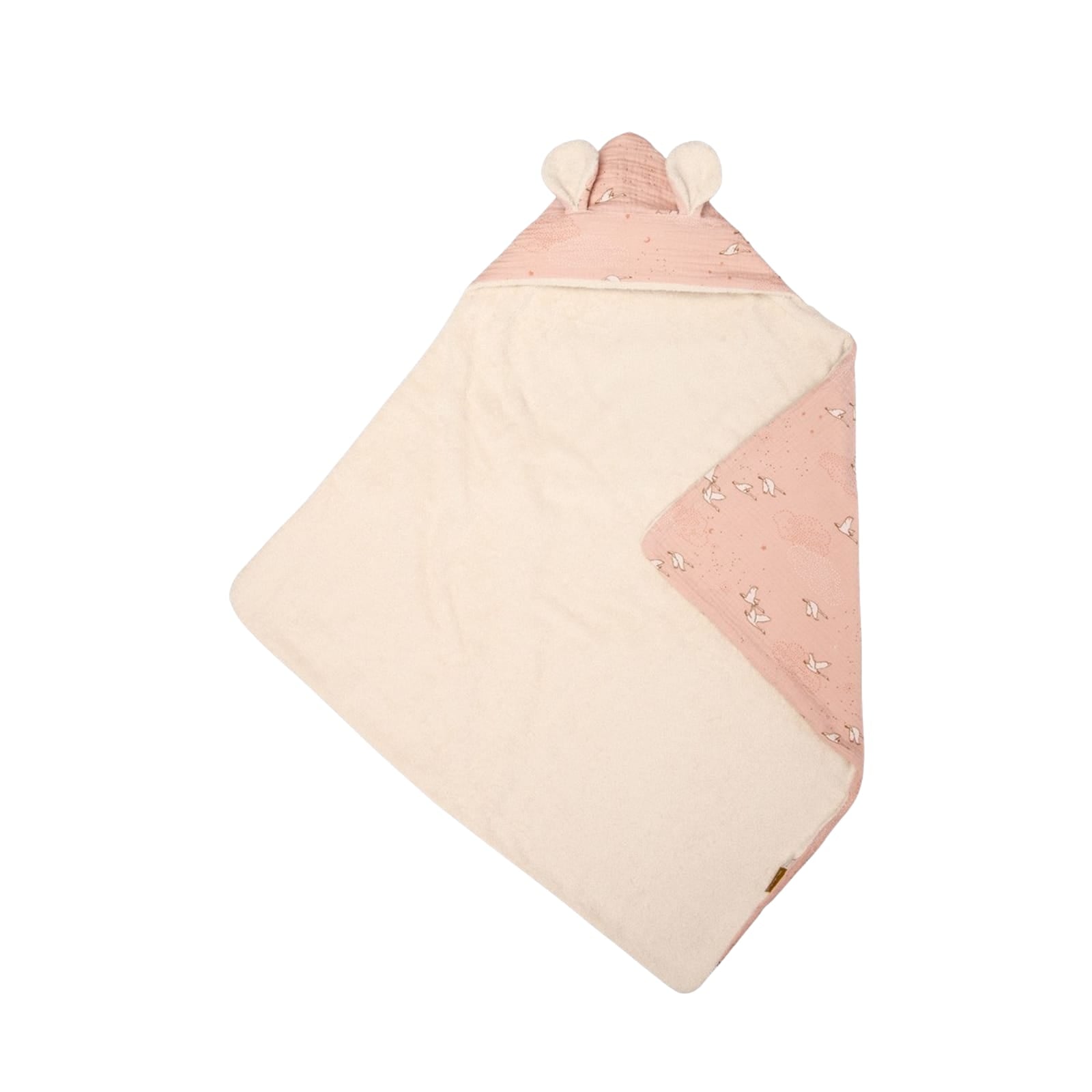 Hooded Towel - Pink Stork