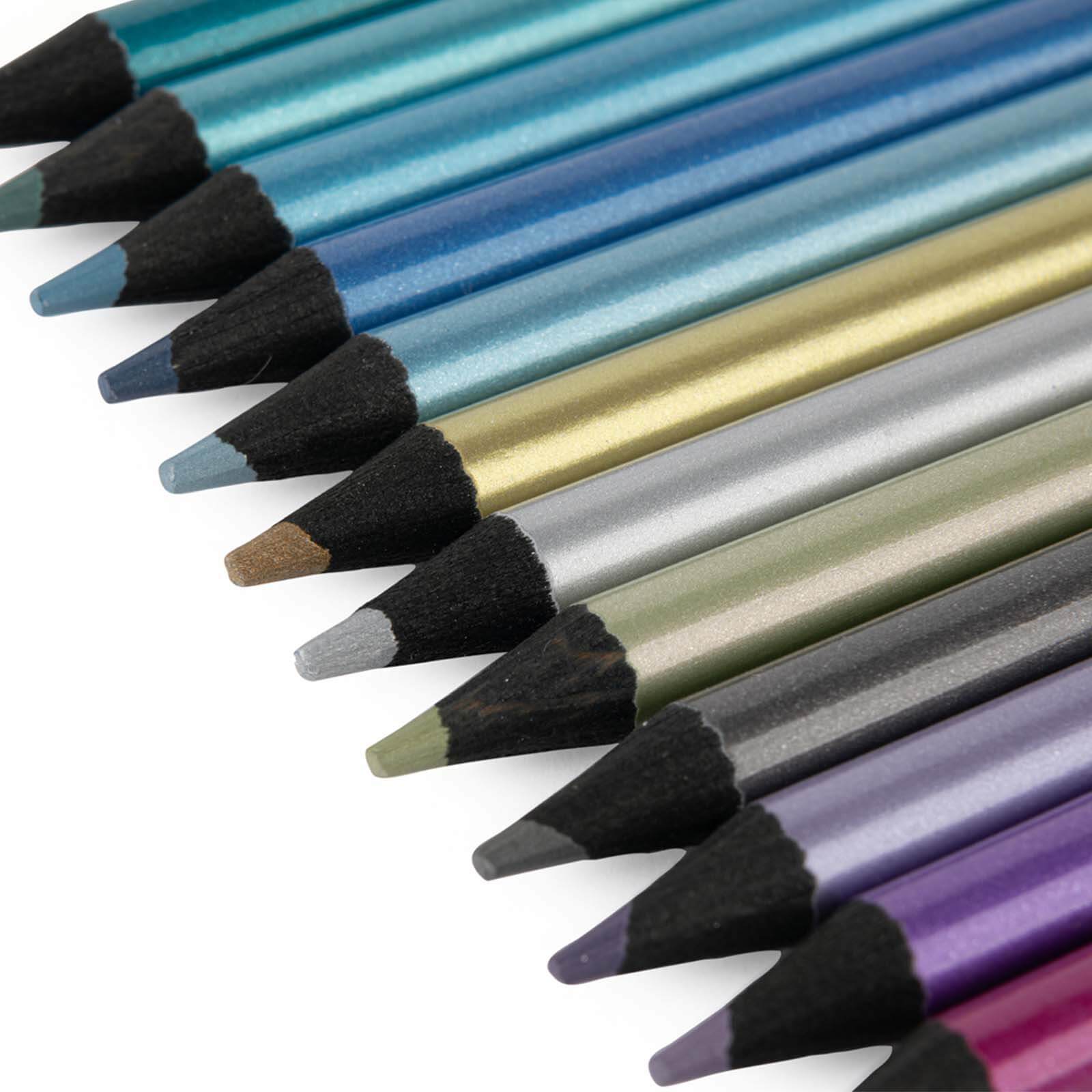 12 Metallic Colouring Pencils