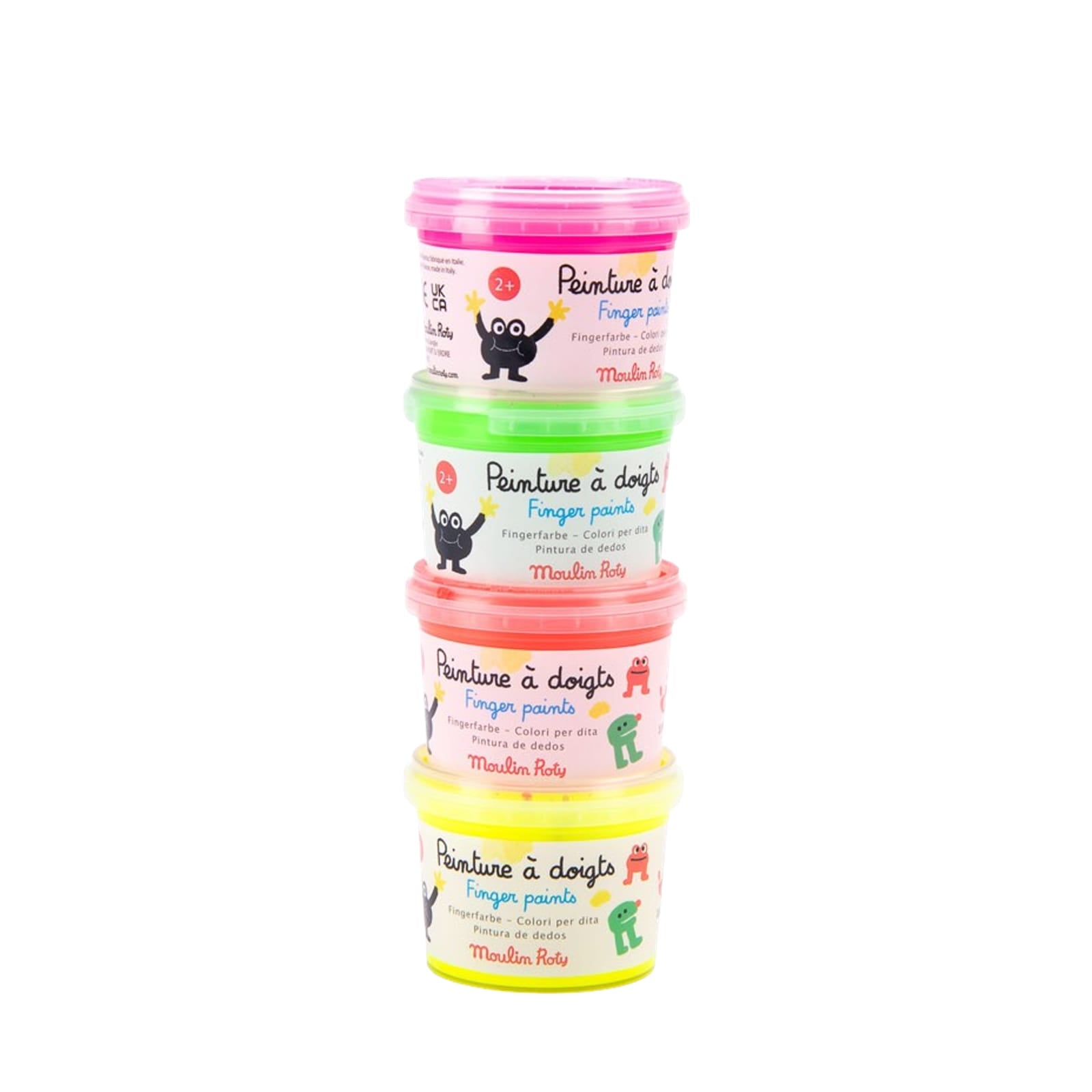 4 Finger Paint Pots - Neon