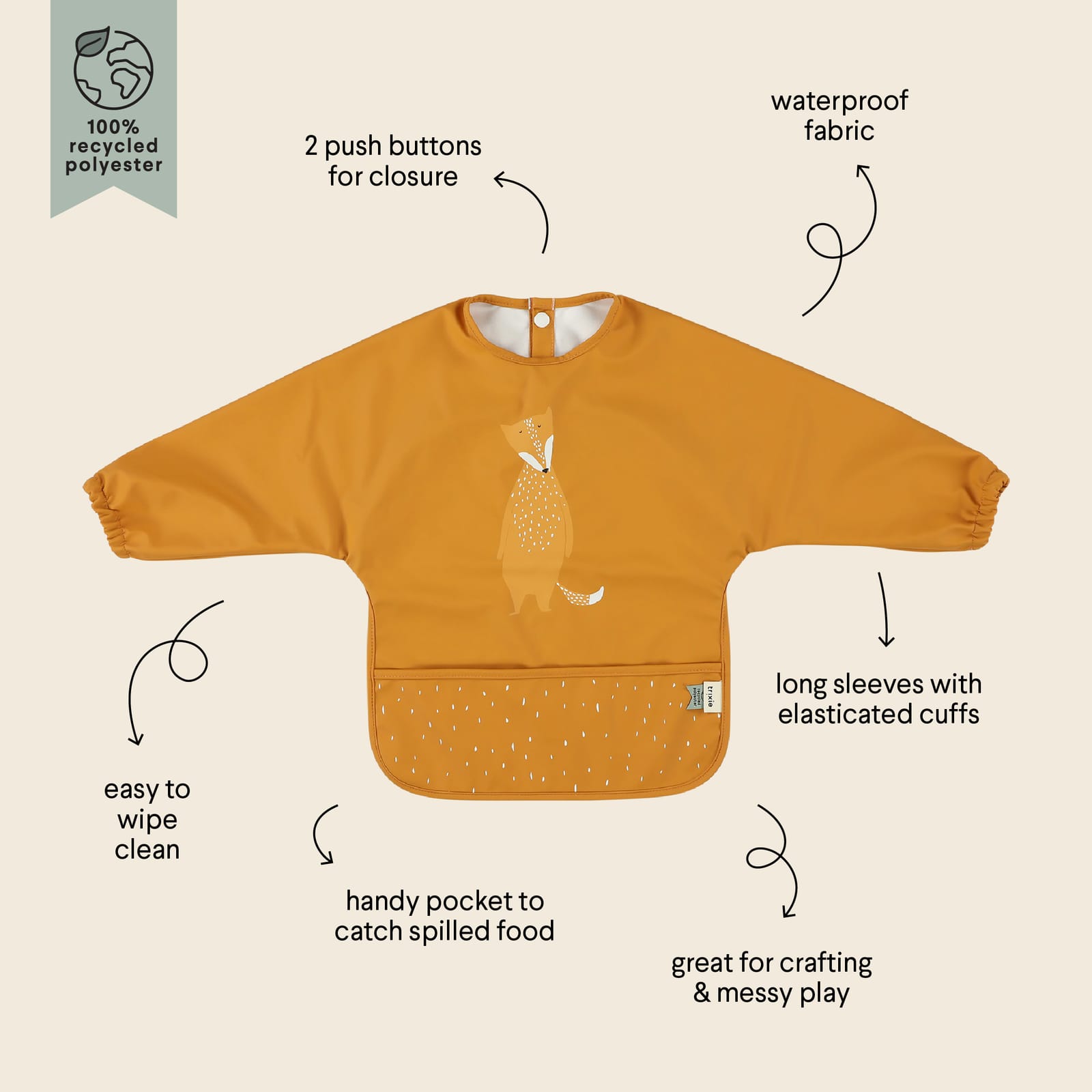 Waterproof Long Sleeve Bib - Mr Fox
