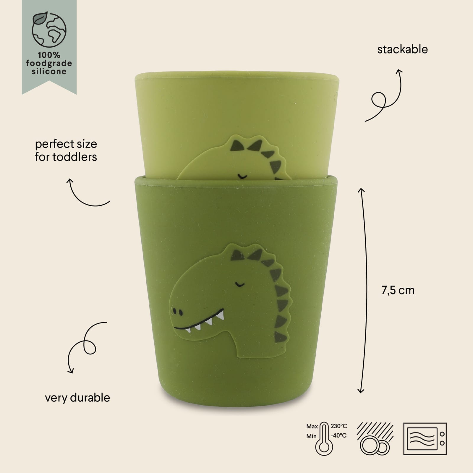 Silicone Cup 2-Pack - Mr Dino