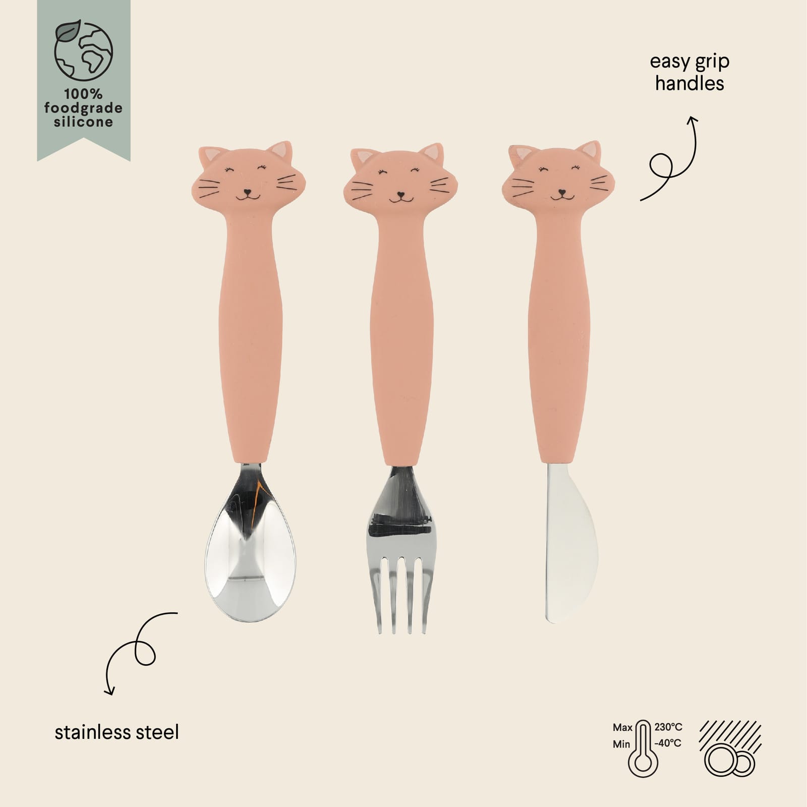 Silicone Cutlery Set 3-Pack - Mrs Cat