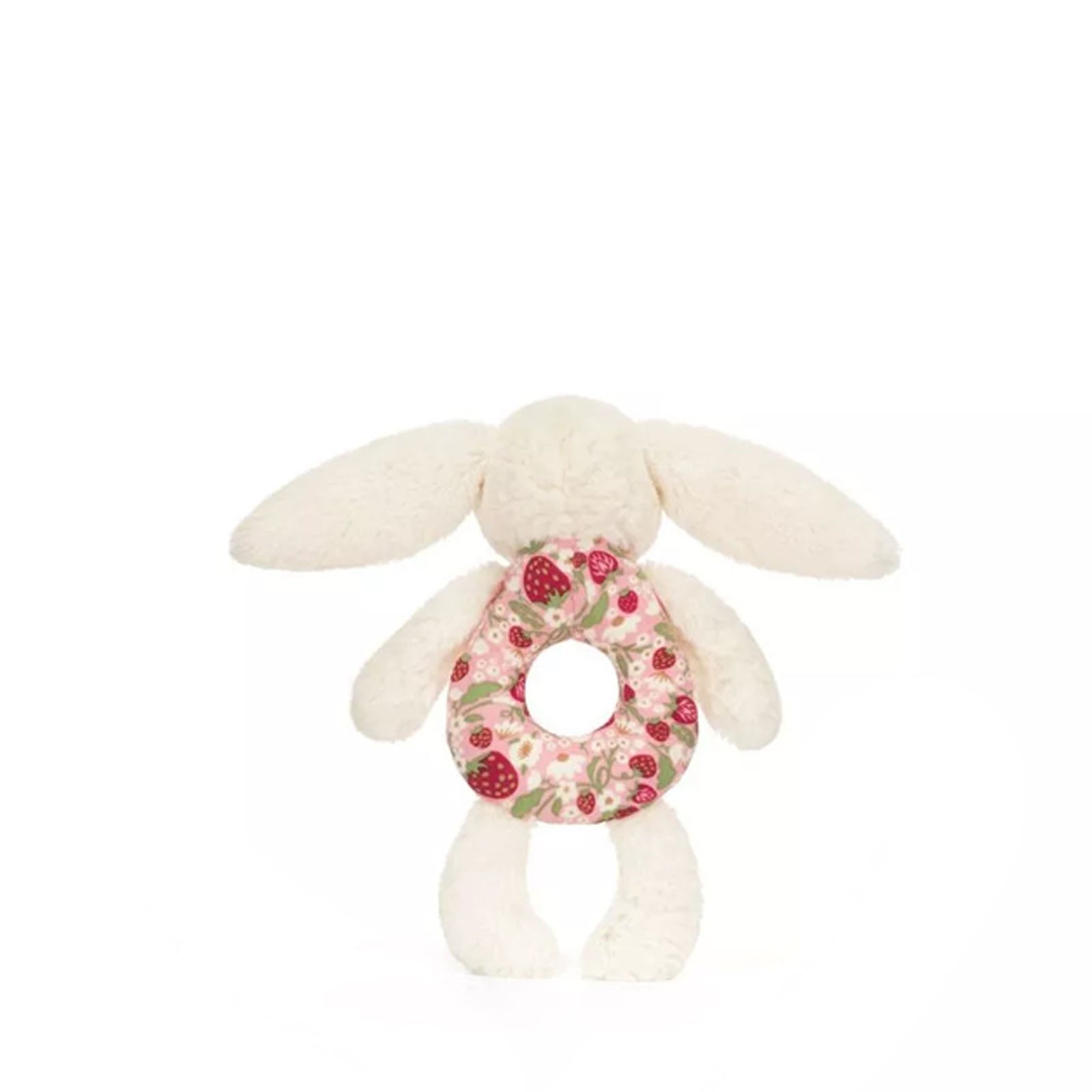 Cream Blossom Bunny Ring Rattle - Berry
