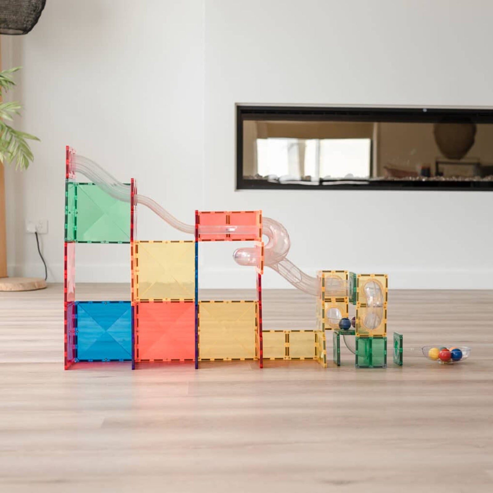 Magnetic Tiles Rainbow Ball Run Expansion Pack - 66 Pieces